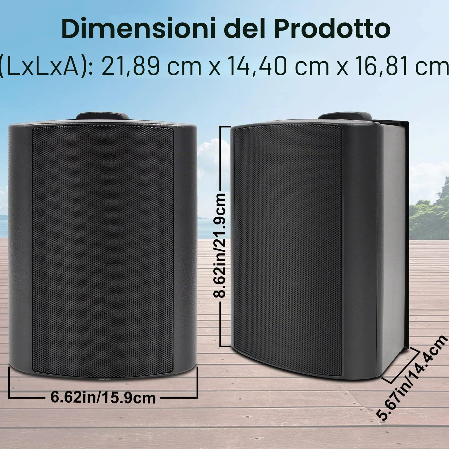 Herdio Altoparlanti da Esterno 4'' 400W Impermeabile 2 Paia Nero