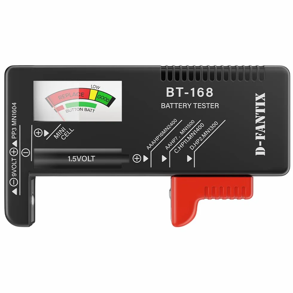 D-FantiX Tester Batteria Universale BT-168, Volt Checker per AA AAA C D 9V 1.5V Button Cell