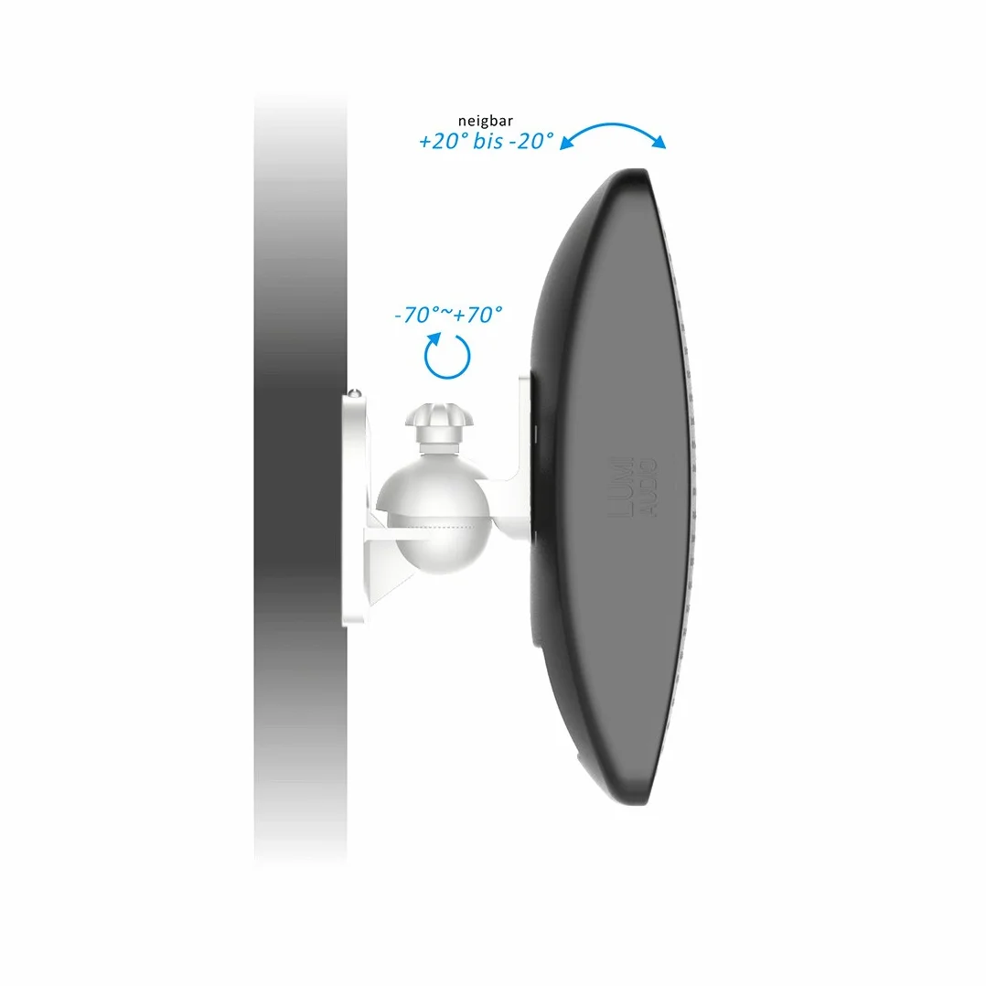deleyCON 2x Universal Speaker Wall Ceiling Mount Brackets Girevoli Inclinabili Bianco 3,5kg