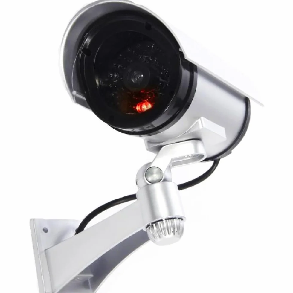 Telecamera di Sorveglianza Finta Esterno Interno LED Rossa Lampeggiante Design Realistico