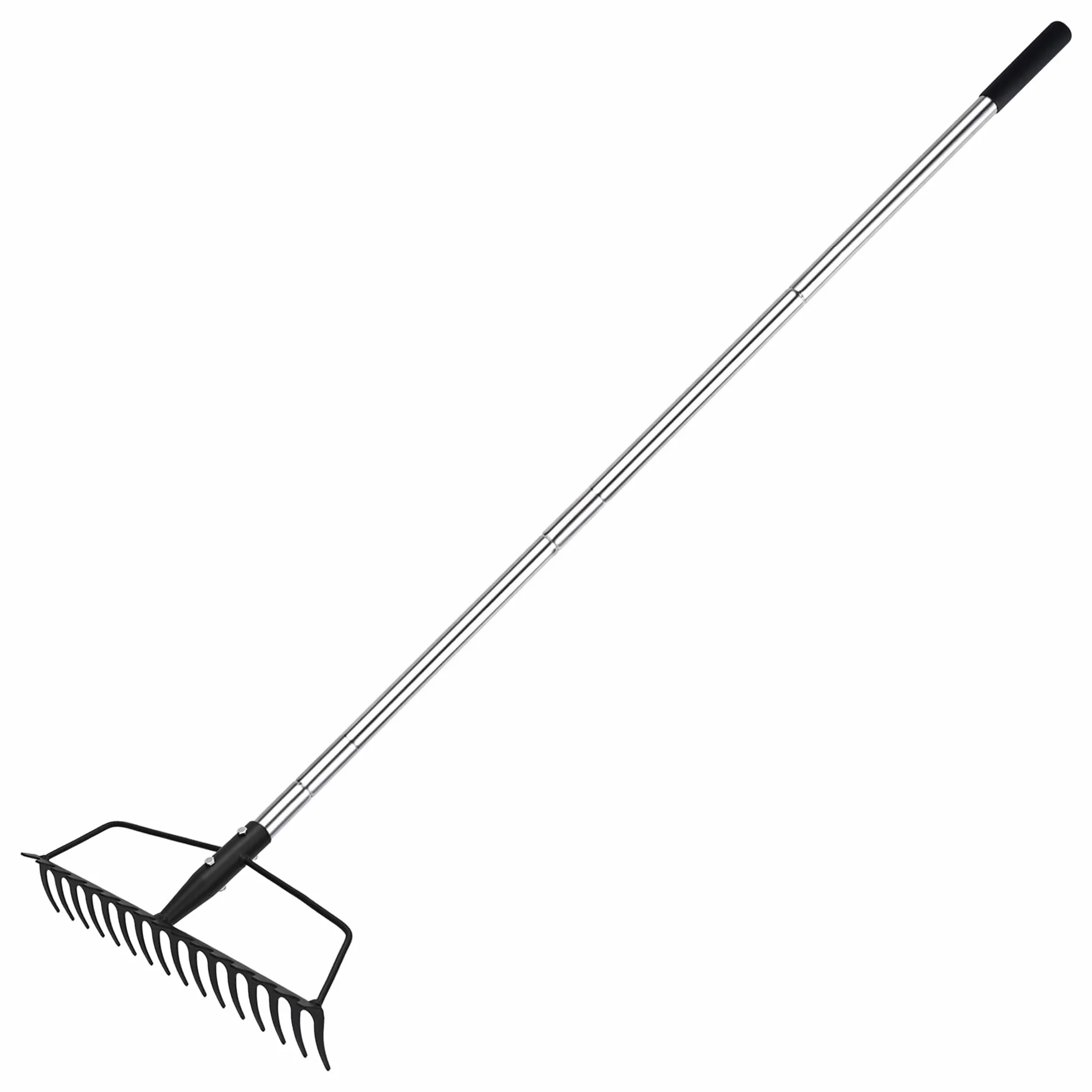 BARAYSTUS Arco da giardino rastrello rastrello per prati pesanti in acciaio inox rastrello da giardino regolabile per livellare terreno sabbioso e raccogliere foglie, Garden Rake Carbon Steel Sturdy