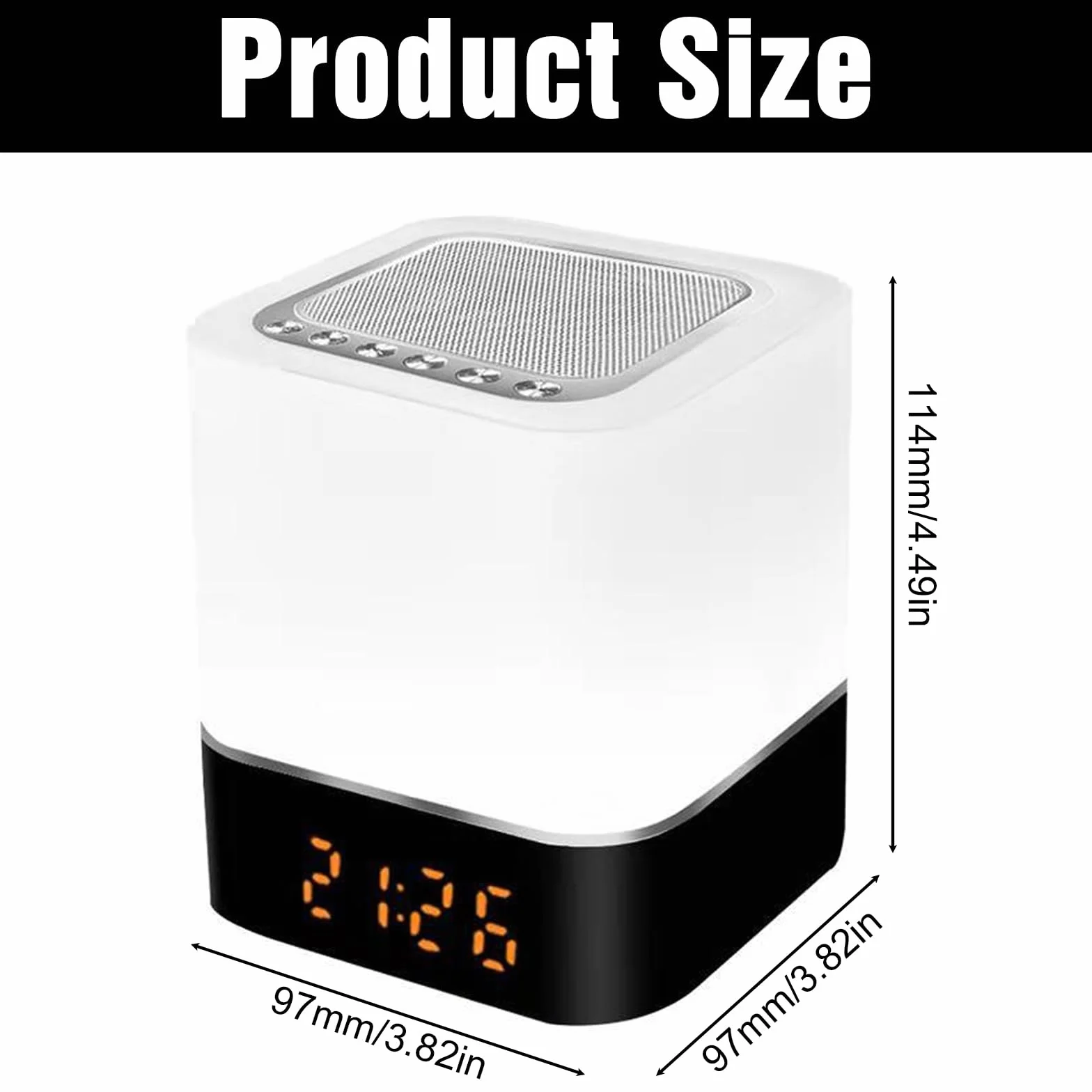 BORDEAG Altoparlante Bluetooth Sveglia con Luce LED Touch, Lampada da Comodino Dimmerabile, Lettore MP3