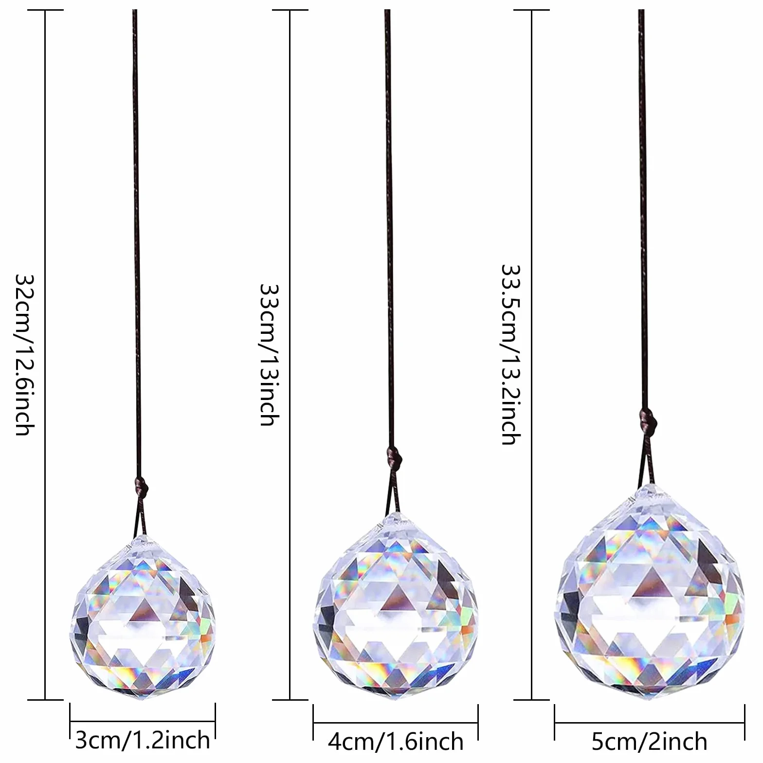 3 prisma in vetro di cristallo, con sfera di cristallo, decorazione da appendere, decorazione per stanza, lampada da giardino