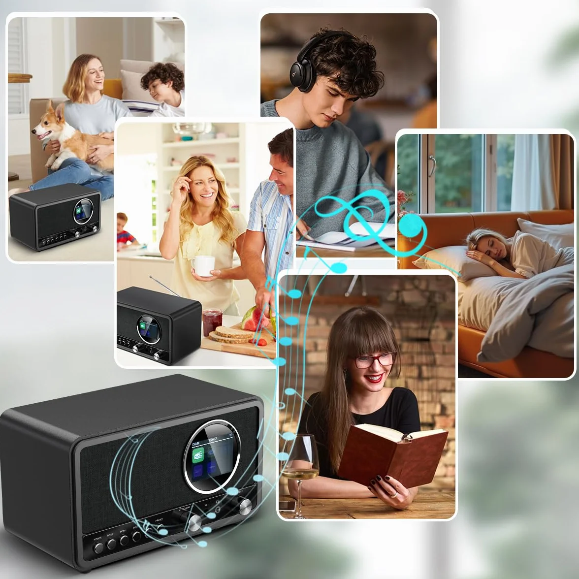Radio Digitale DAB+/FM Bluetooth con Telecomando e Allarme Doppio, USB/AUX, 30 Stazioni