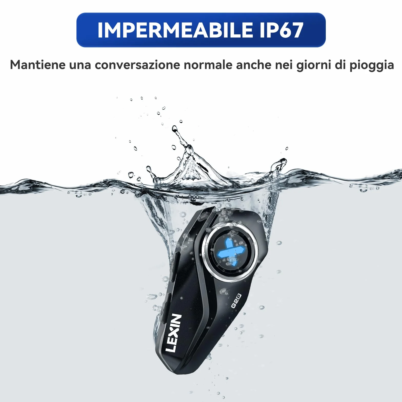 LEXIN G2P Interfono Moto Bluetooth Coppia 1000m 6 Rider Audio HD Radio FM Bluetooth 5.0 Impermeabile IP67 Universale