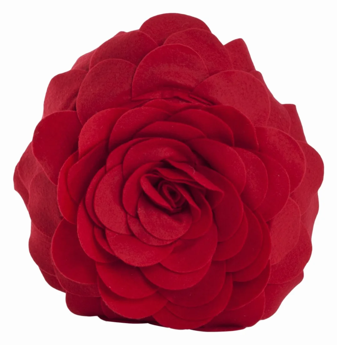 SARO LIFESTYLE FT095.R13R Fleur De Jardin, Cuscino Imbottito in Poliestere, Rosso, 33 cm