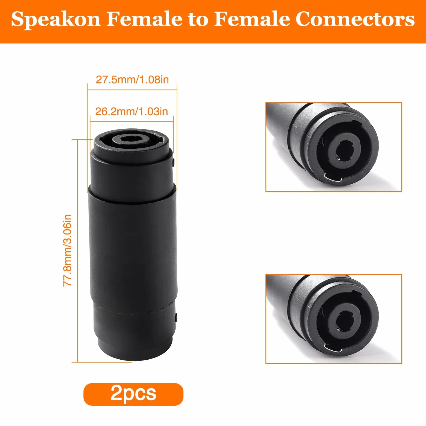 2 Pezzi 4 Poli Speakon Femmina a Femmina Connettore, Aadattatore Speakon per Altoparlante Amplificatore, Compatibile con NL4MP, NL4MPR, NL4FC, NL4FX, NLT4X