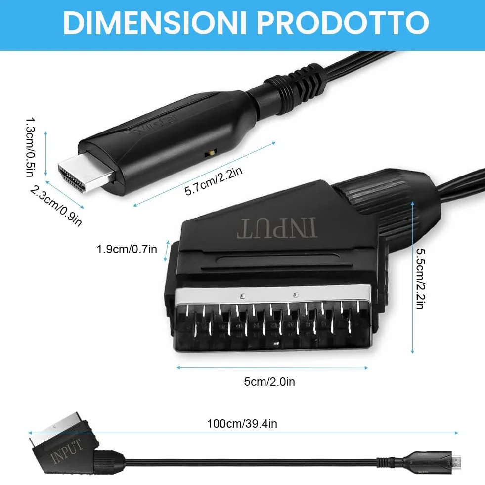 AXFEE Convertitore da Scart a HDMI con Cavi, Full HD 720P/1080P, Per HDTV