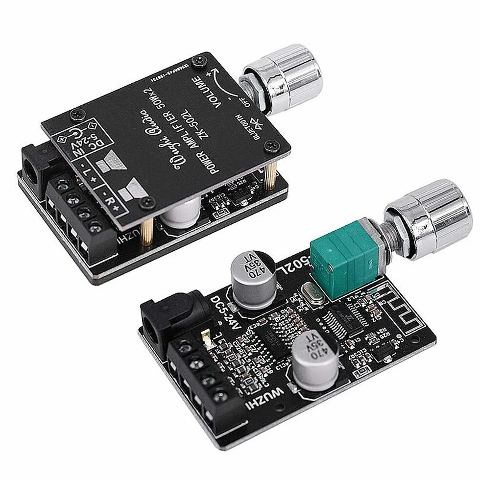 DollaTek TPA3116 Bluetooth 5.0 Mini Amplificatore di Potenza Digitale 2x50W con Interruttore e Volume Regolabile