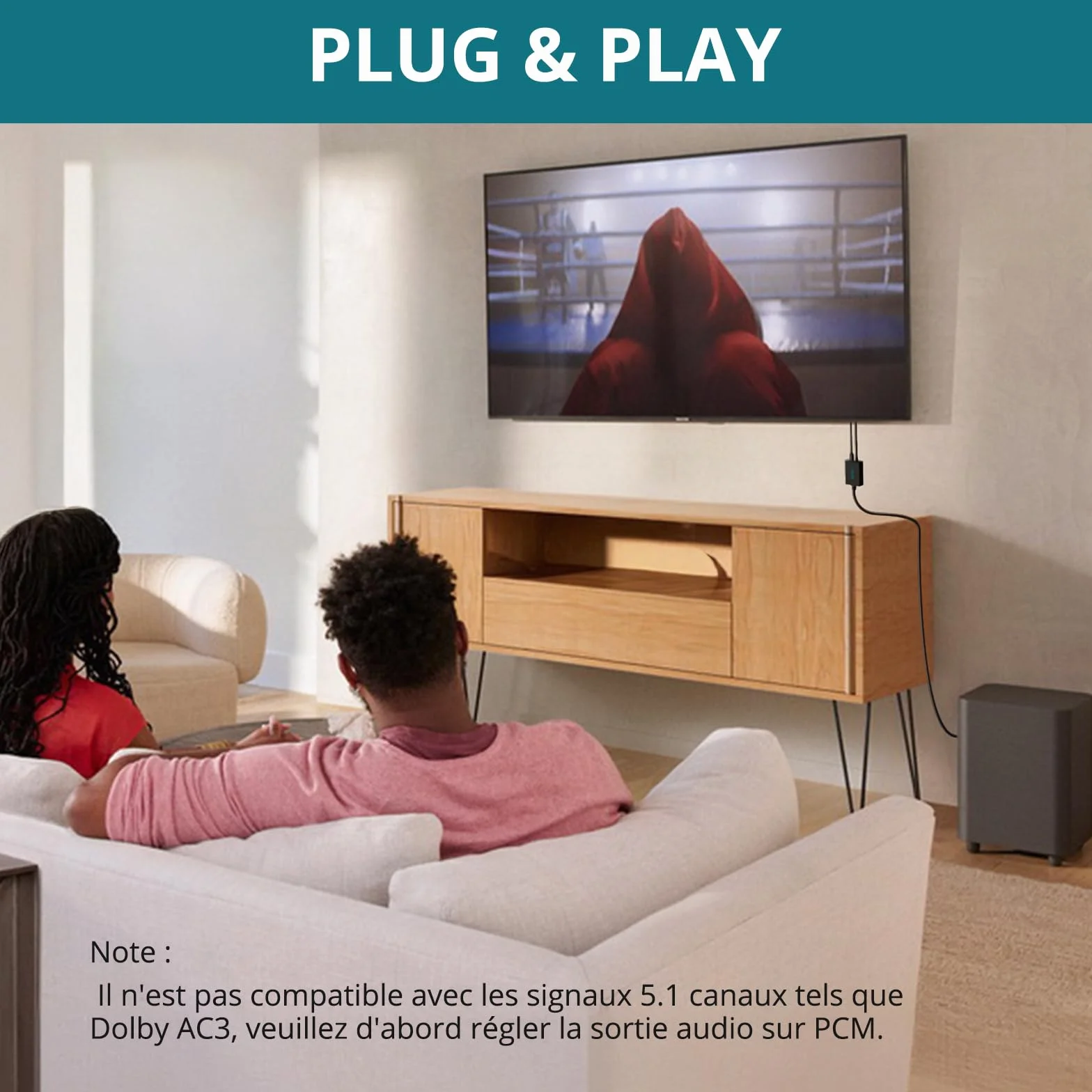 Konwerter Optyczny na RCA z Kablem 2.1m, DAC Cyfrowy Audio 192kHz/24bit do TV, Blu-ray, Konsola