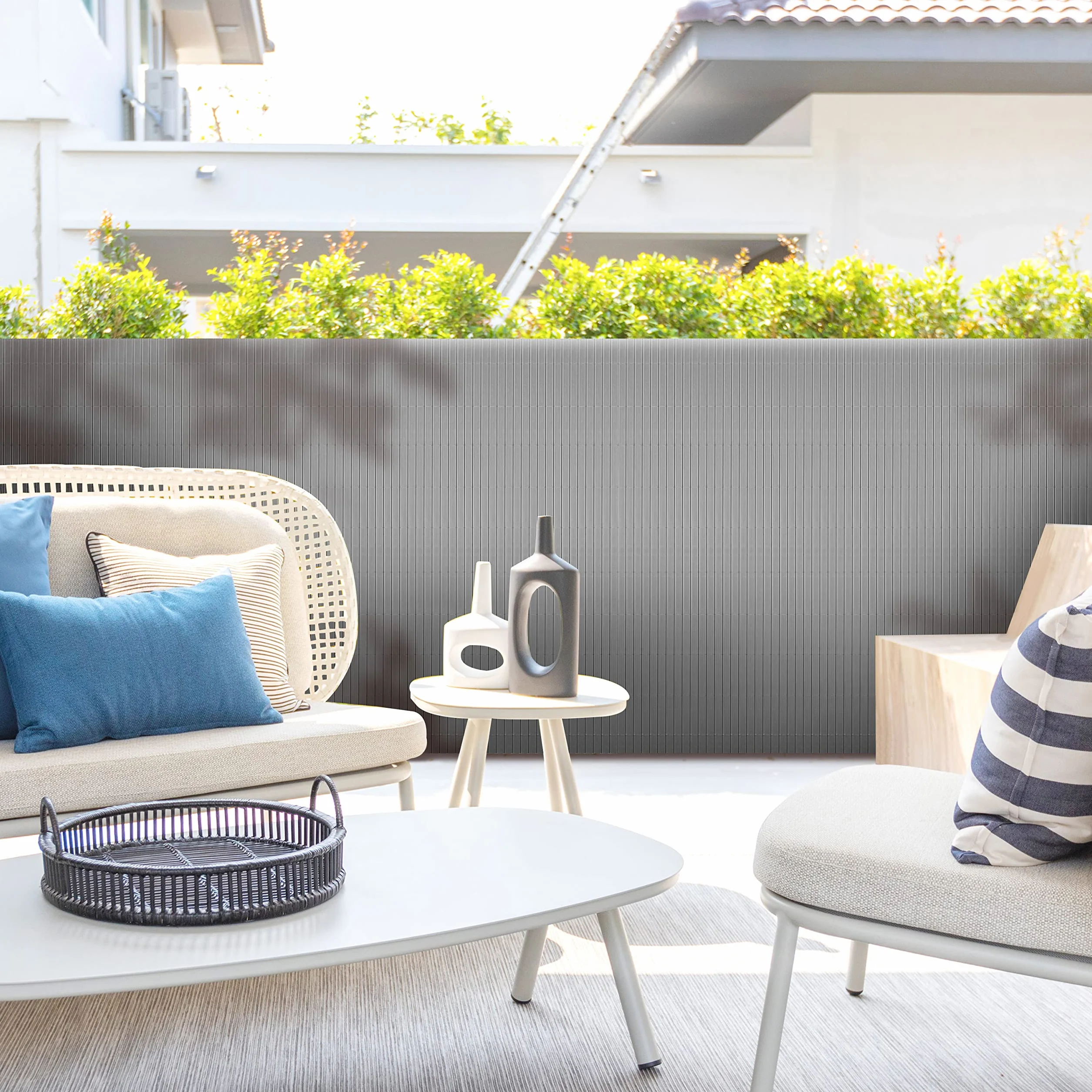 Ribelli Canniccio PVC Recinzione recinto Balcone frangivento, colorazione:Antracite, Distanza:3 Metri, rialzamento:100 cm