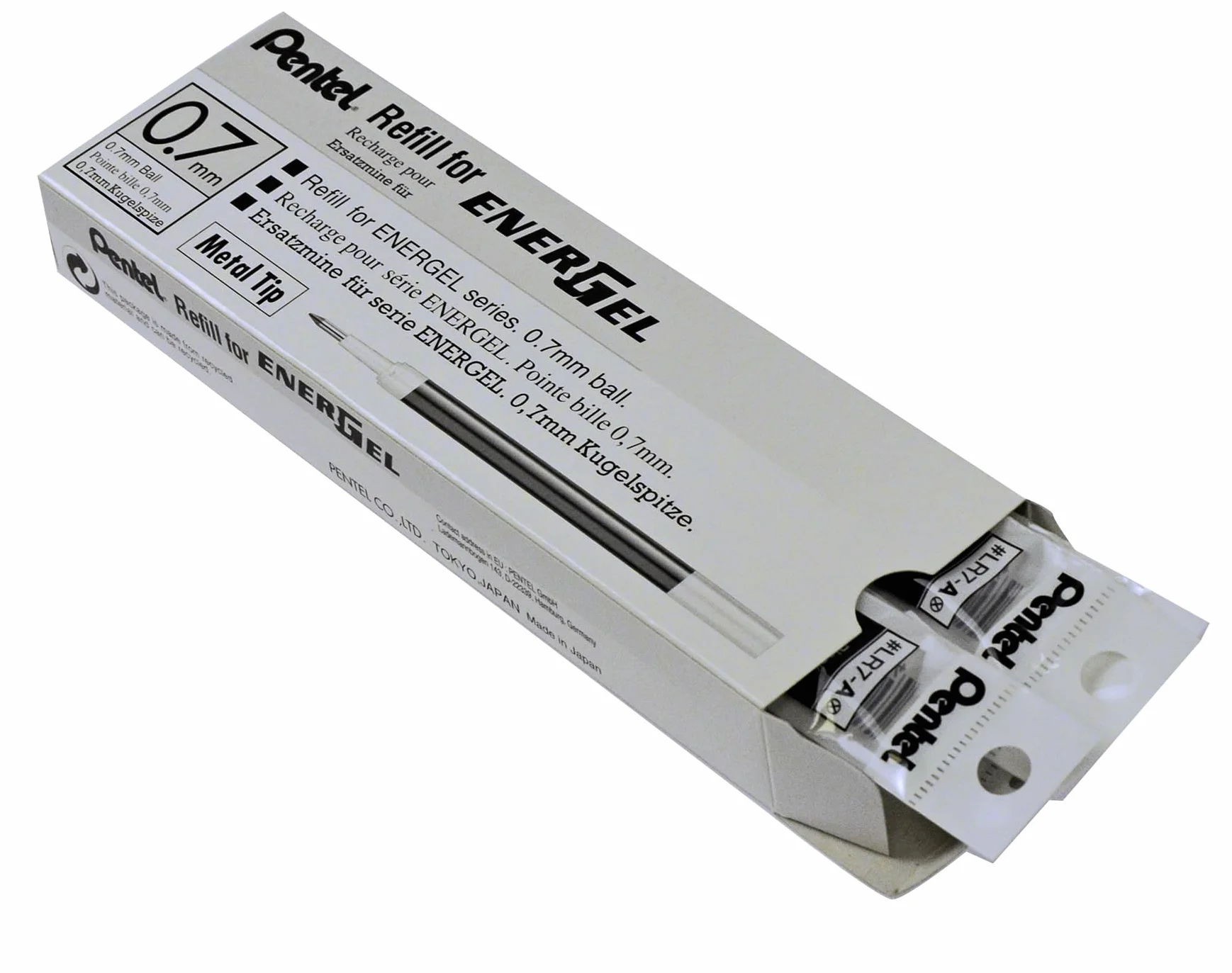 Pentel EnerGel LR7 wkład do długopisu 0,7 mm, 12 sztuk, czarny