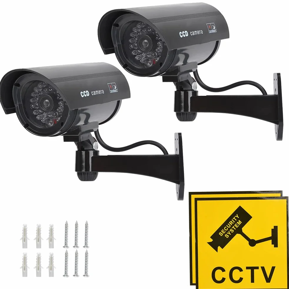 Telecamera di Sicurezza Fittizia TIMESETL con LED Rosso Lampeggiante - Nera