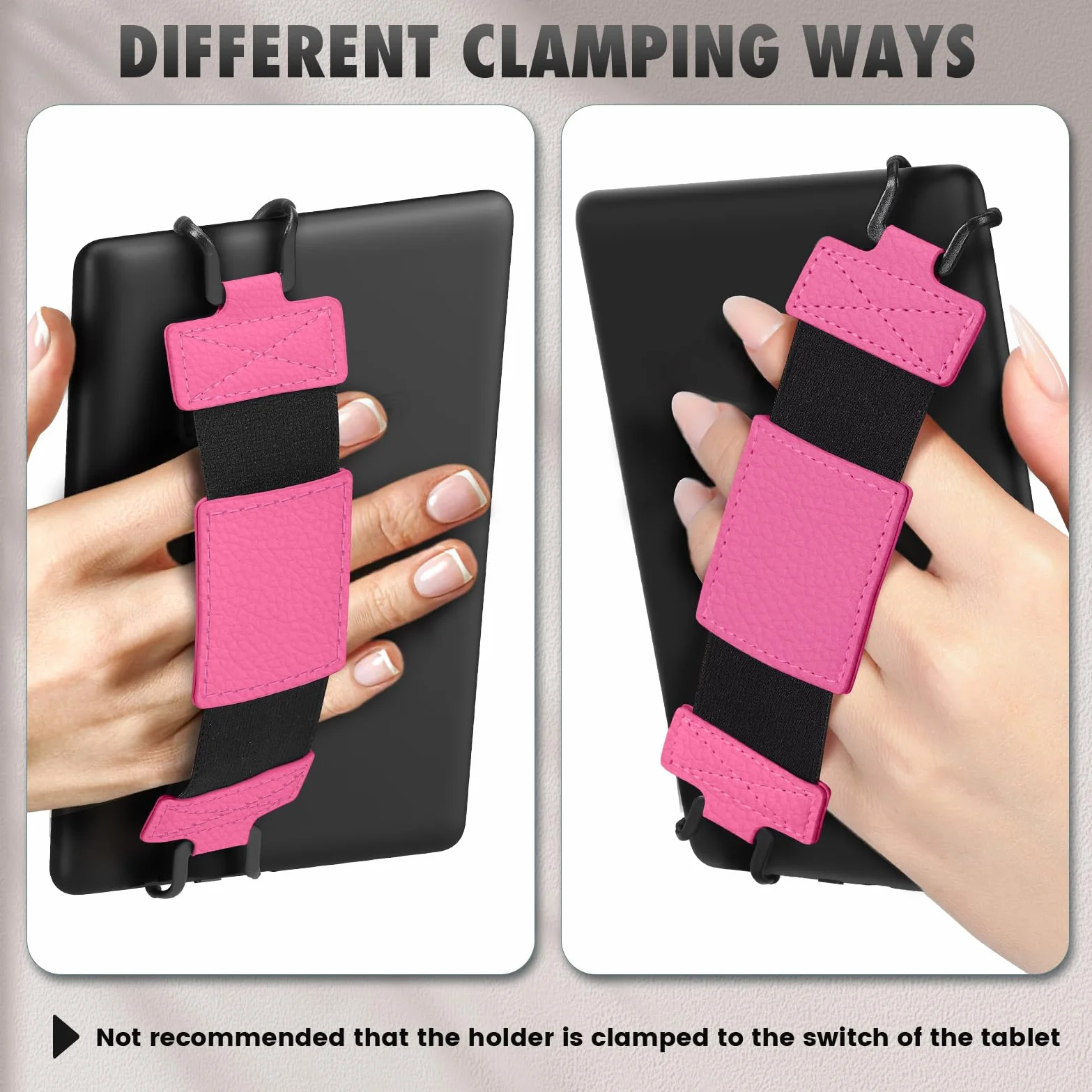 MoKo Cinturino Universale per E-Reader Tablet 6-8 cali, Morbido Supporto Mano, Fascia Elastica Impugnatura, Fiori Magenta