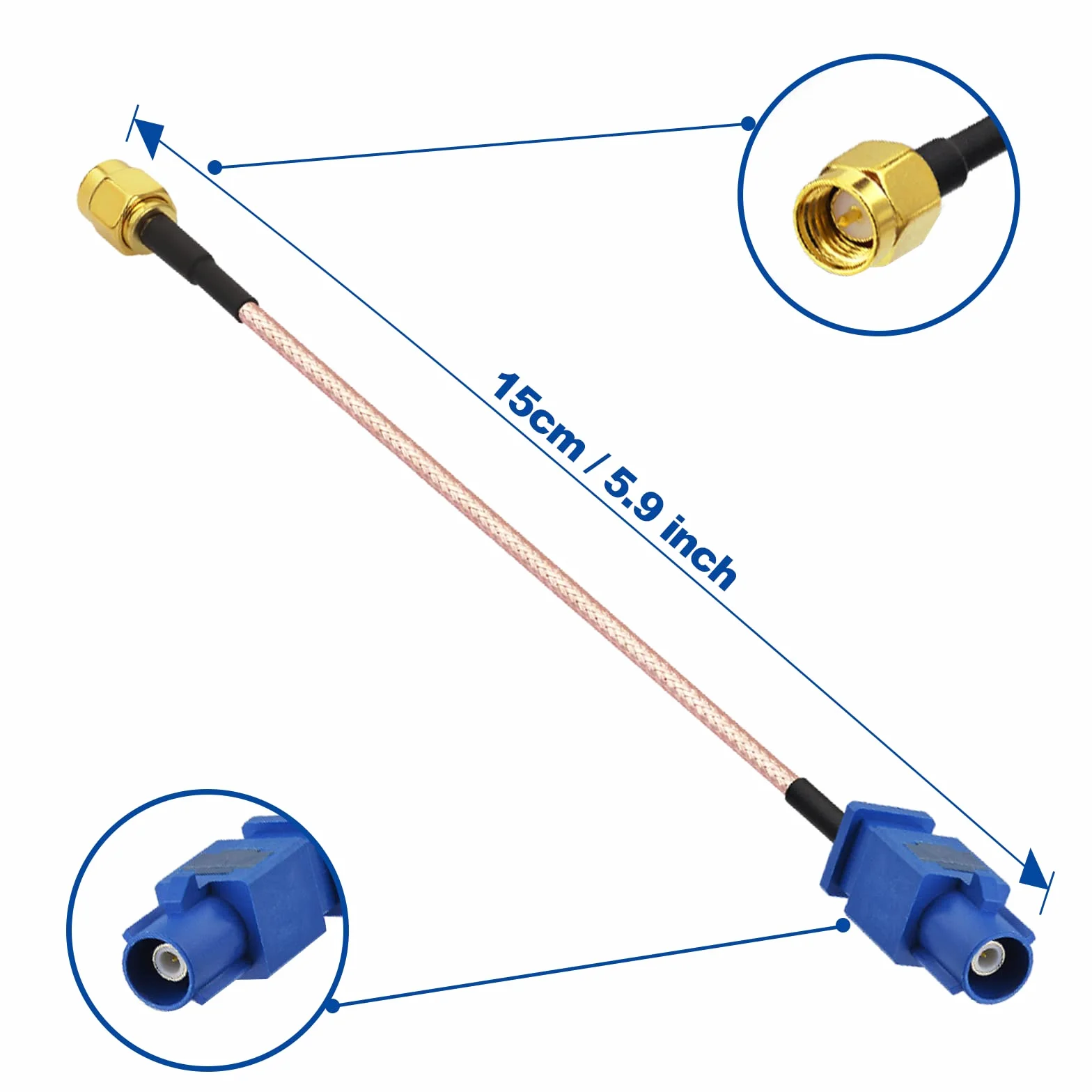 Bingfu Cavo Adattatore Antenna GPS SMA Maschio a Fakra C Maschio 15cm Blu per Auto SUV Camion