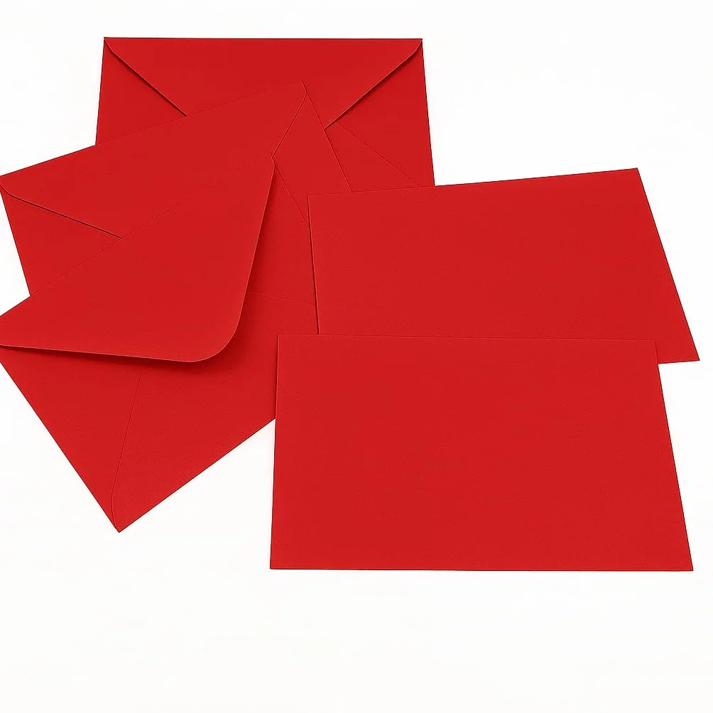 Buste colorate con bigliettini set 100 pezzi 7x11,2 cm 14x9 cm ROSSO per matrimoni feste compleanni regali