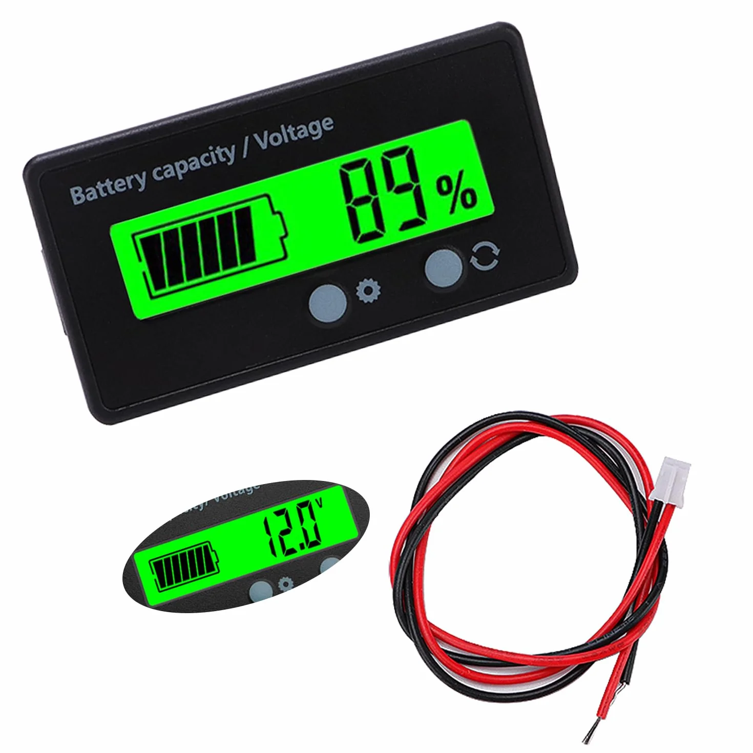 Misuratore di Voltmetro Batteria Universale Tester DC 12-48V Display LCD