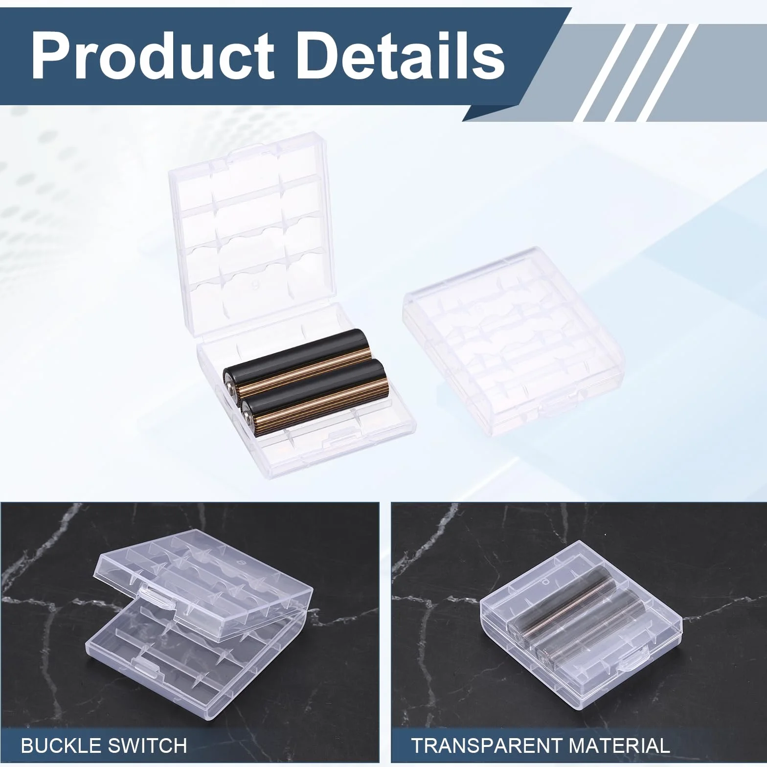 QUARKZMAN Porta Batterie Organizer Scatola Immagazzinaggio 4 x AA/AAA Custodia In Plastica Trasparente Confezione 10