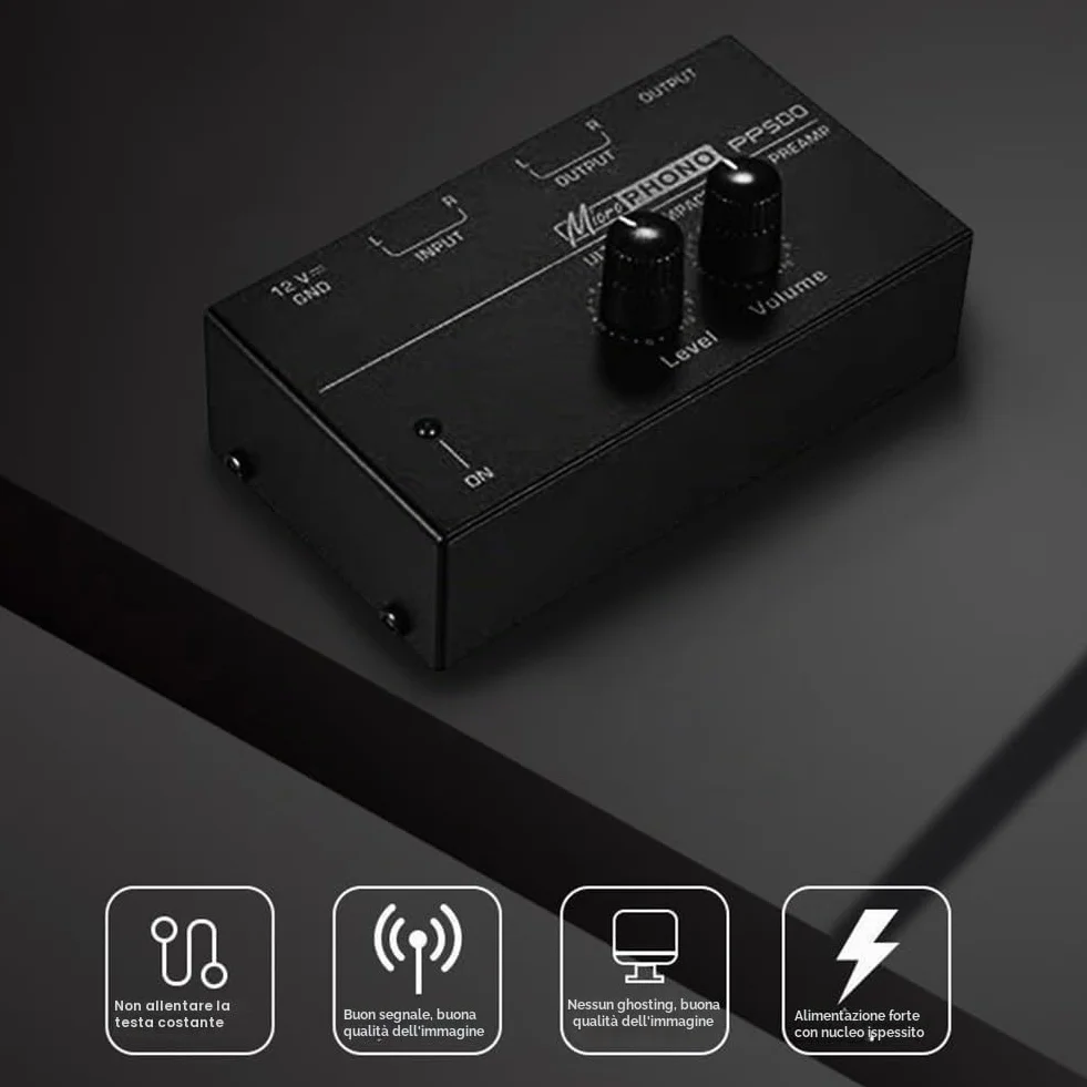 PP500 Pre Amp Preamplificatore Phono con Level Volume Control Spina EU