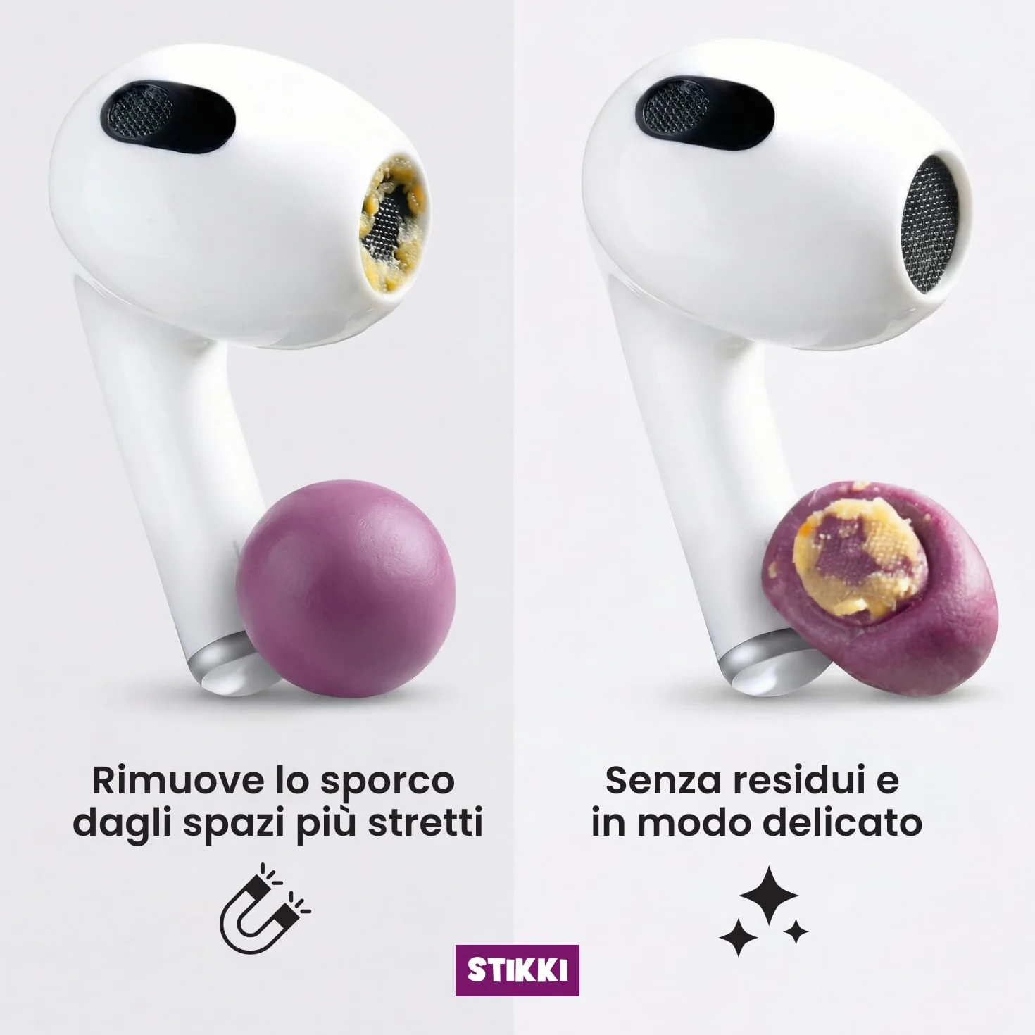 STIKKI Kit Pulizia Telefono e Cuffie per iPhone e AirPods - Pasta Pulizia con Strumenti USB C, Lightning
