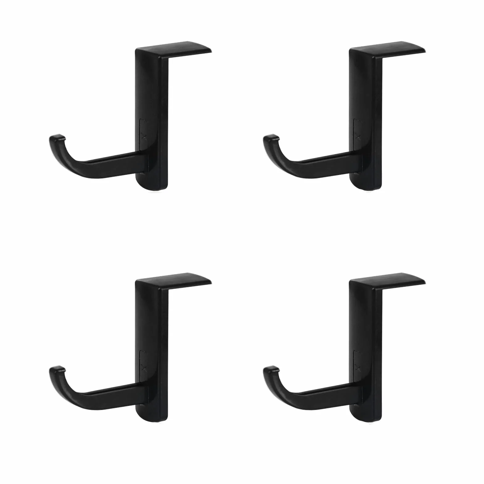 Supporto Cuffie da Parete Plastica Nero 4 Pezzi