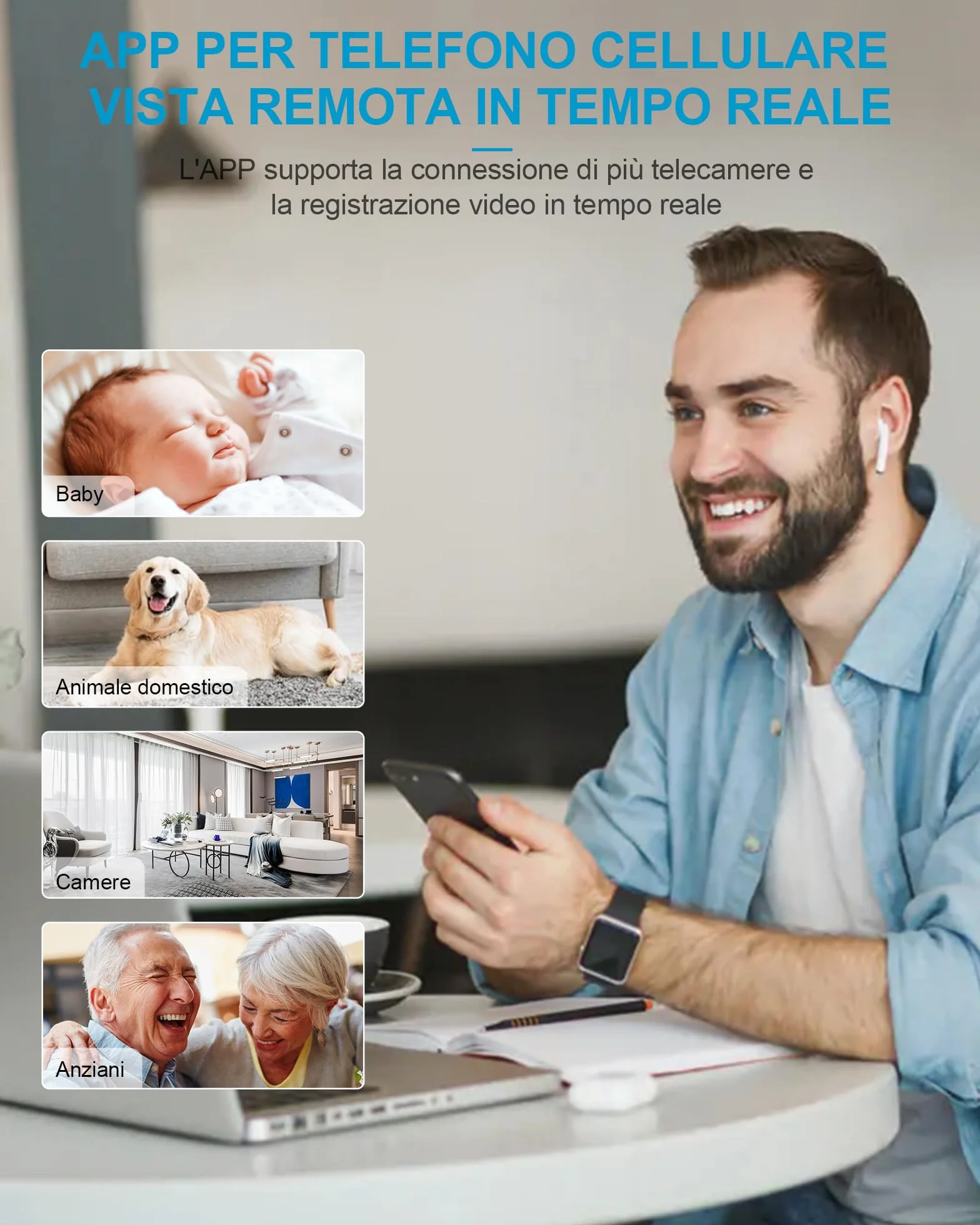 aobo Telecamera Nascosta 4K HD Mini Wifi Interno Videocamera Sorveglianza Senza Fili Batteria Lunga Durata Spy Cam