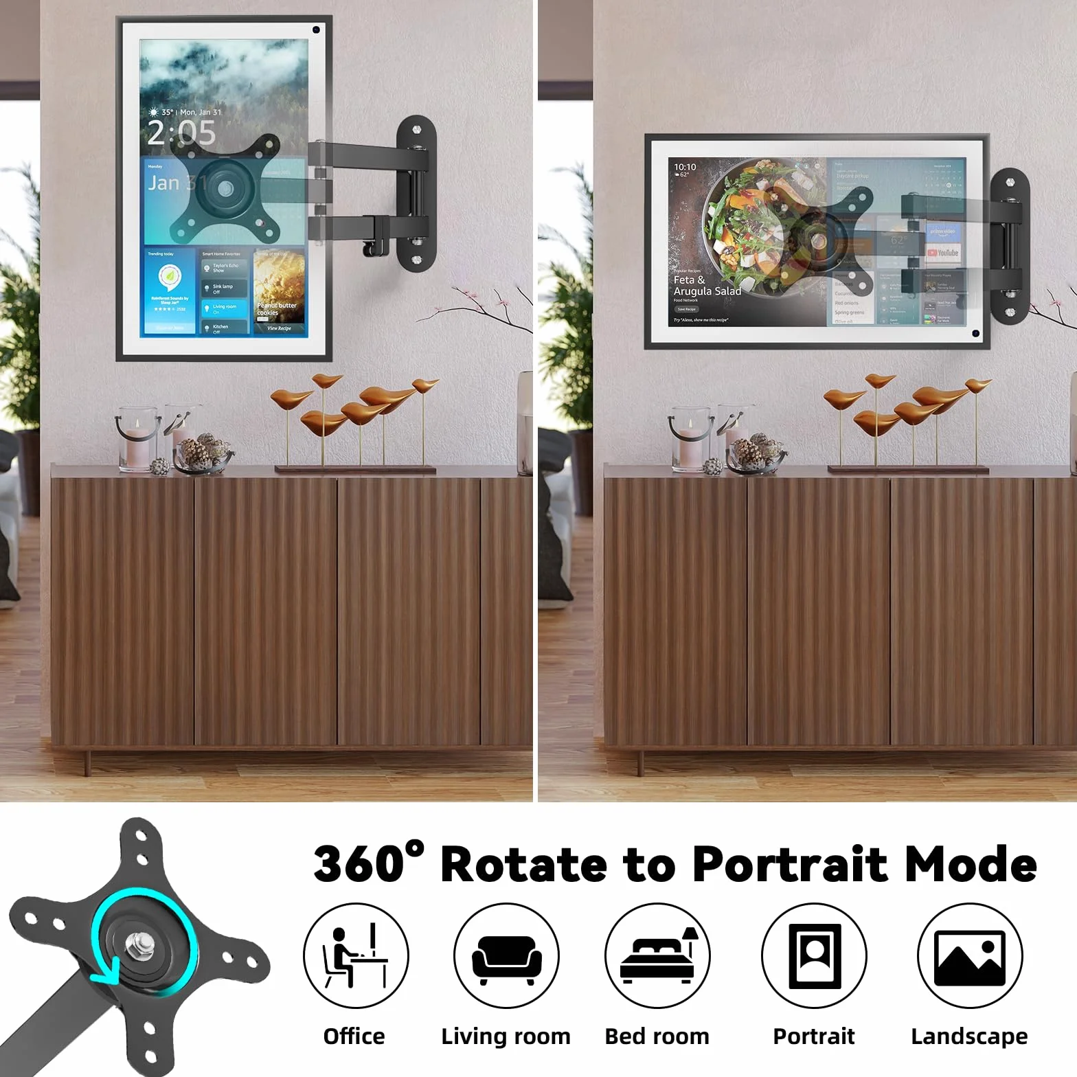 Alexa Echo Show 15 Supporto da parete per Amazon Echo Show 21, 15,6", 53,3 cm, girevole e inclinabile