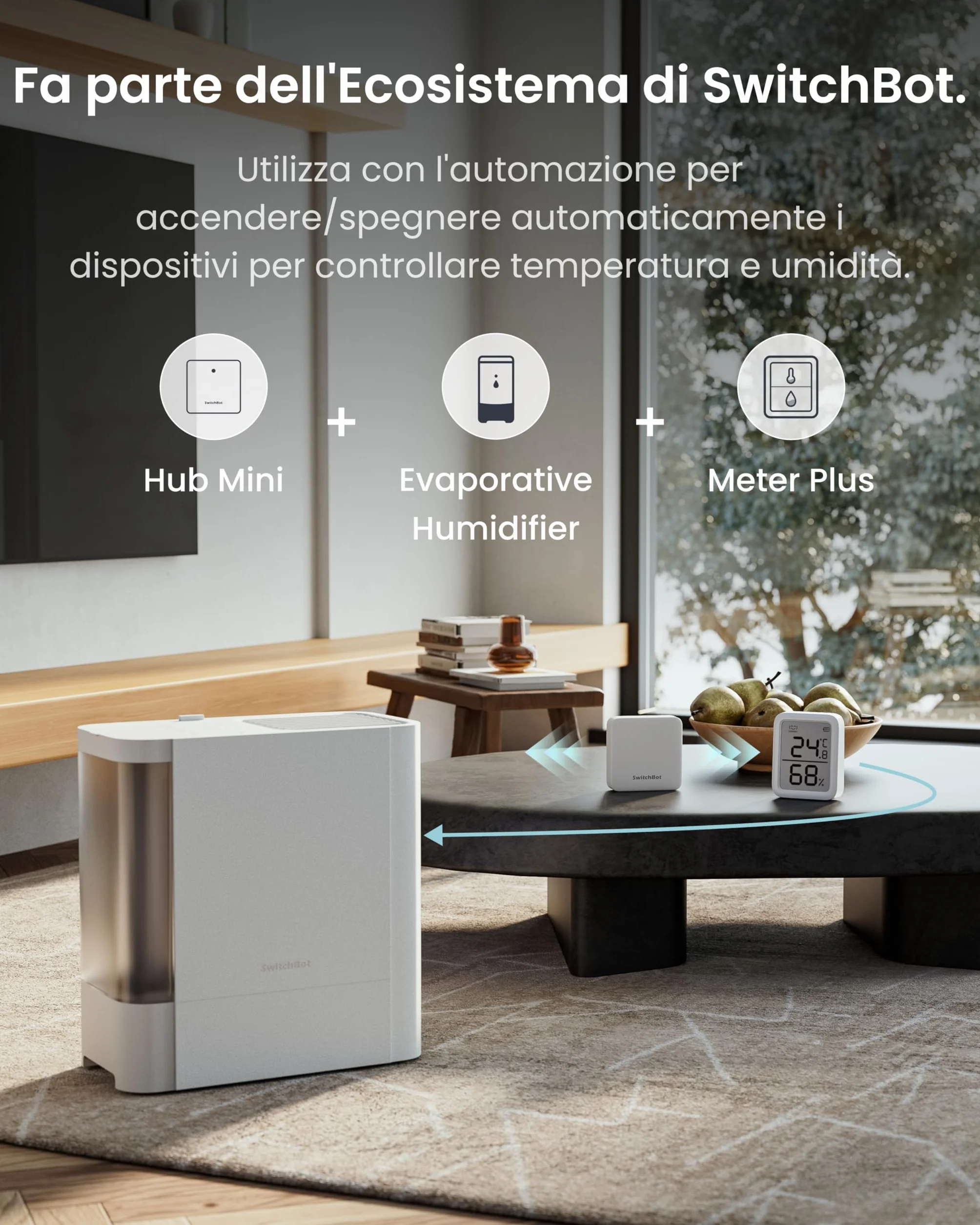 SwitchBot Termometro Igrometro Bluetooth per Casa, Sensore di Temperatura e Umidità Interno con Memorizzazione Dati