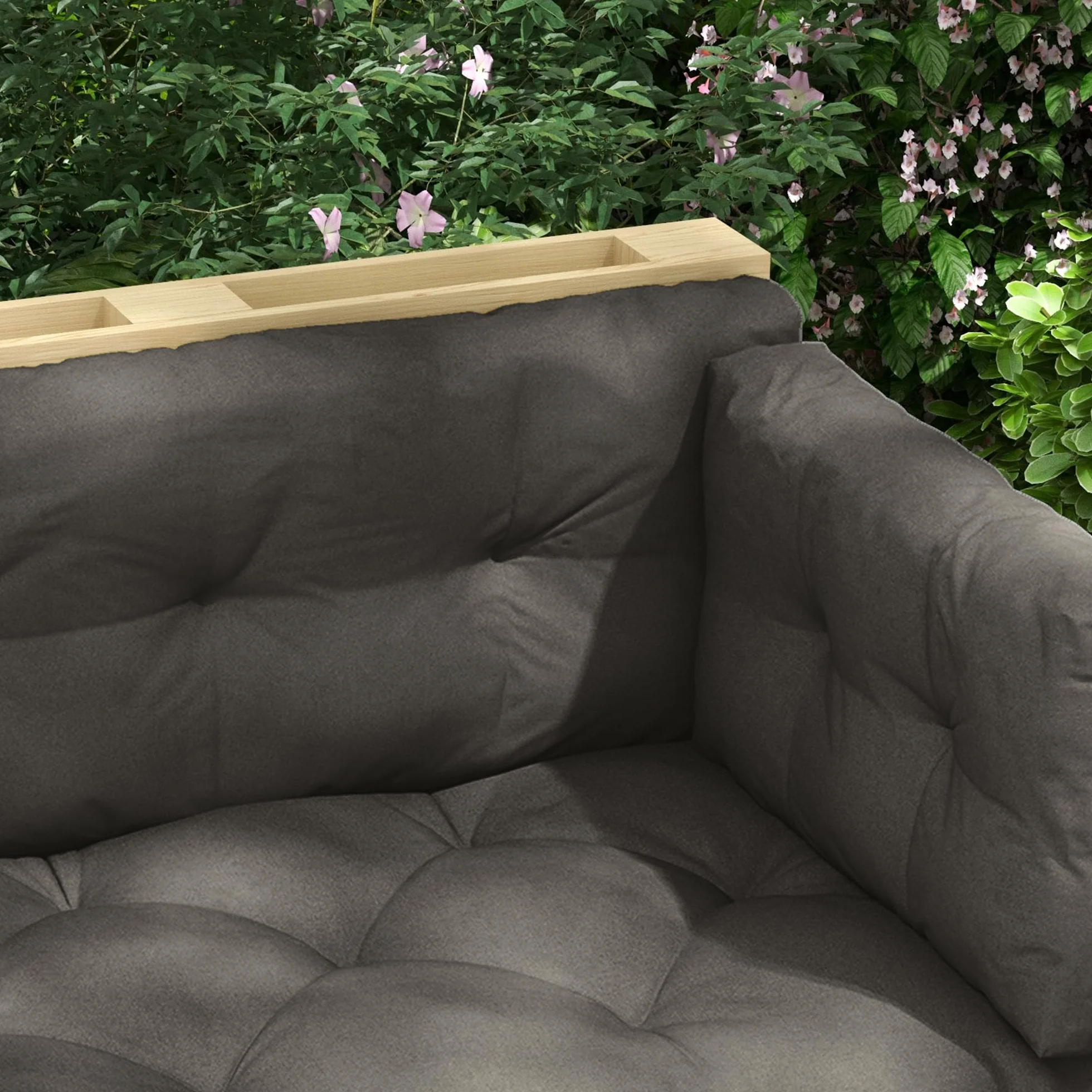 Outsunny Cuscini per Pallet da Giardino 3 Pezzi, Schienale e Seduta, Imbottitura Spessa, Esterno Poliestere, Grigio Carbone