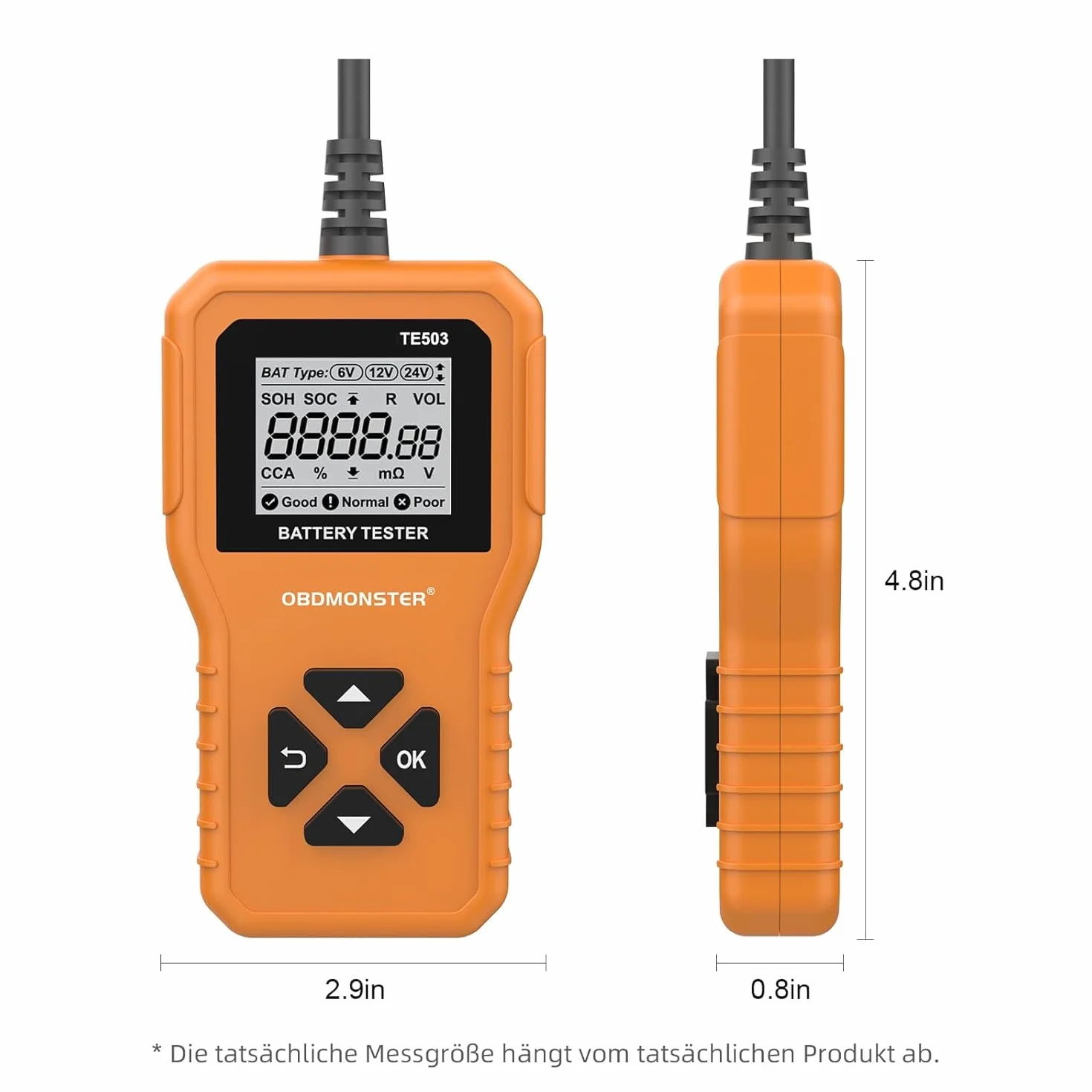 Tester Batteria Auto 6V/12V/24V Professionale 100-2000CCA 2-220Ah Digitale