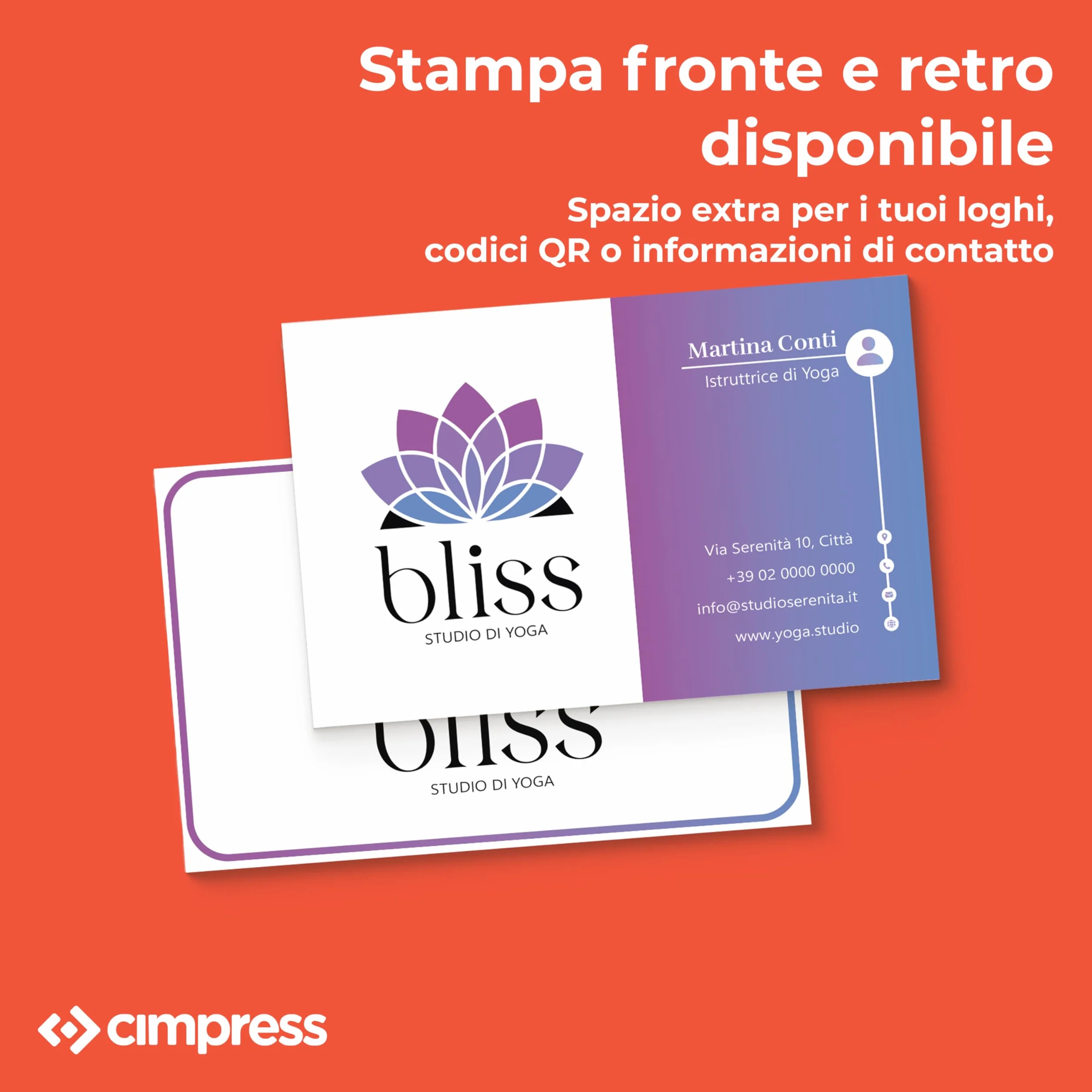 Cimpress Biglietti da Visita Personalizzati 100 sztuk 300g/m² Opaco 85x55 mm Fronte Retro
