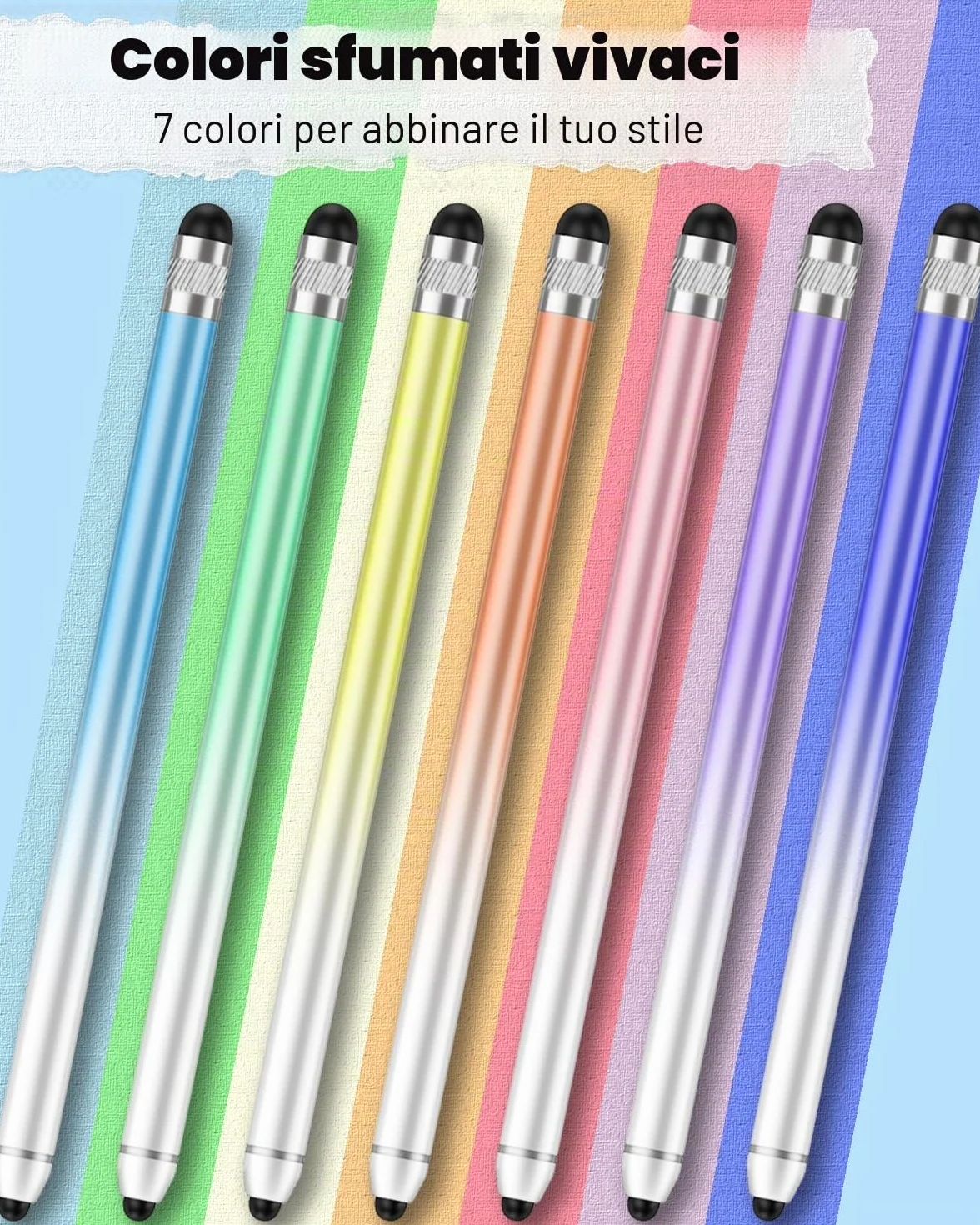 AmberVec Penna Stylus Capacitiva a Doppia Punta per Touchscreen iPhone iPad Android Tablet, Confezione da 2