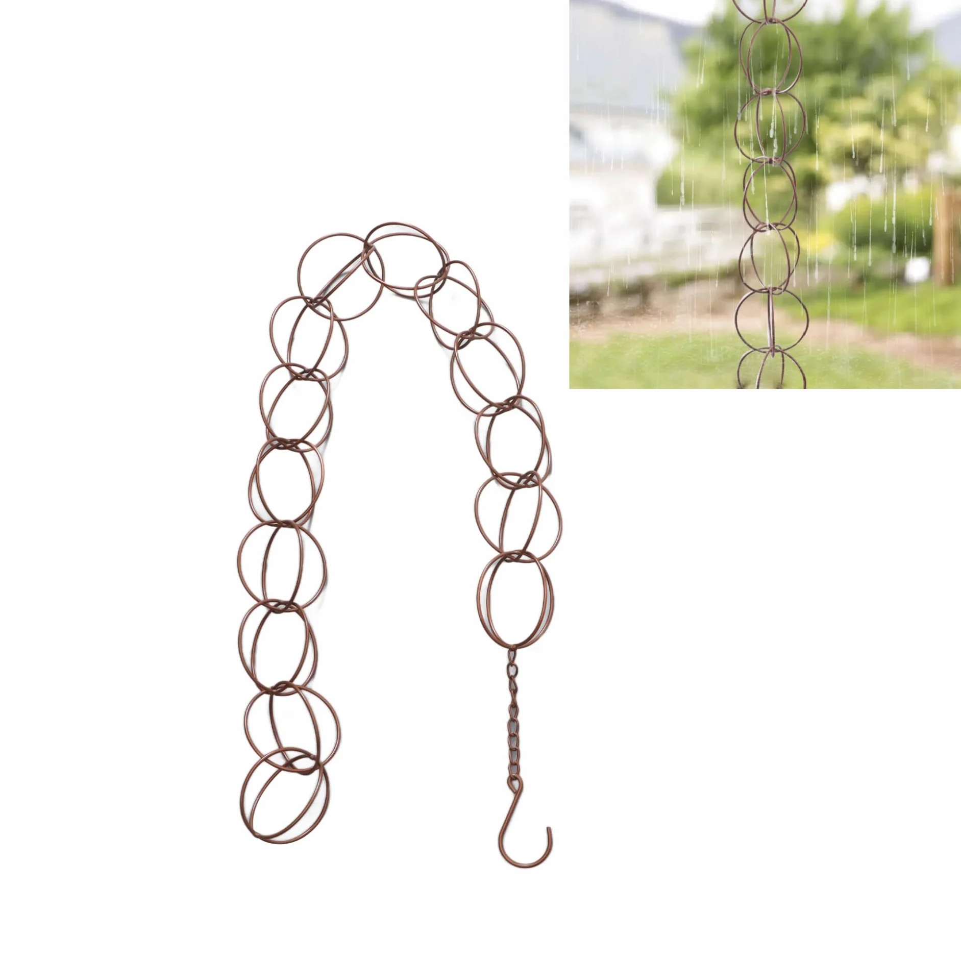 Topyond Catena per Grondaia 47.2in Antipioggia in Metallo per Decorazione Casa Giardino
