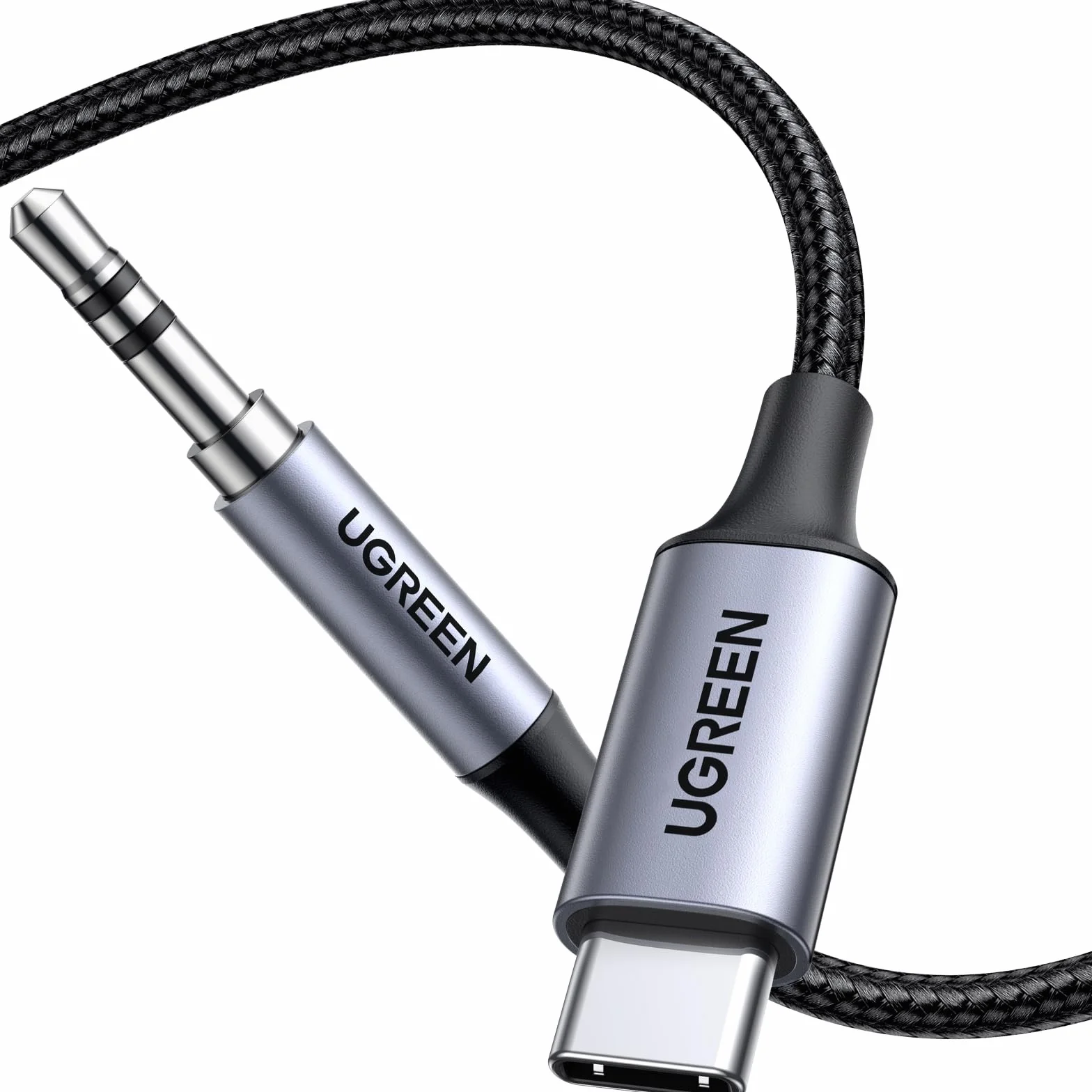 UGREEN Cavo USB C a Jack 3.5mm con DAC Chip 1M Aux Nylon Intrecciato per Auto Grigio