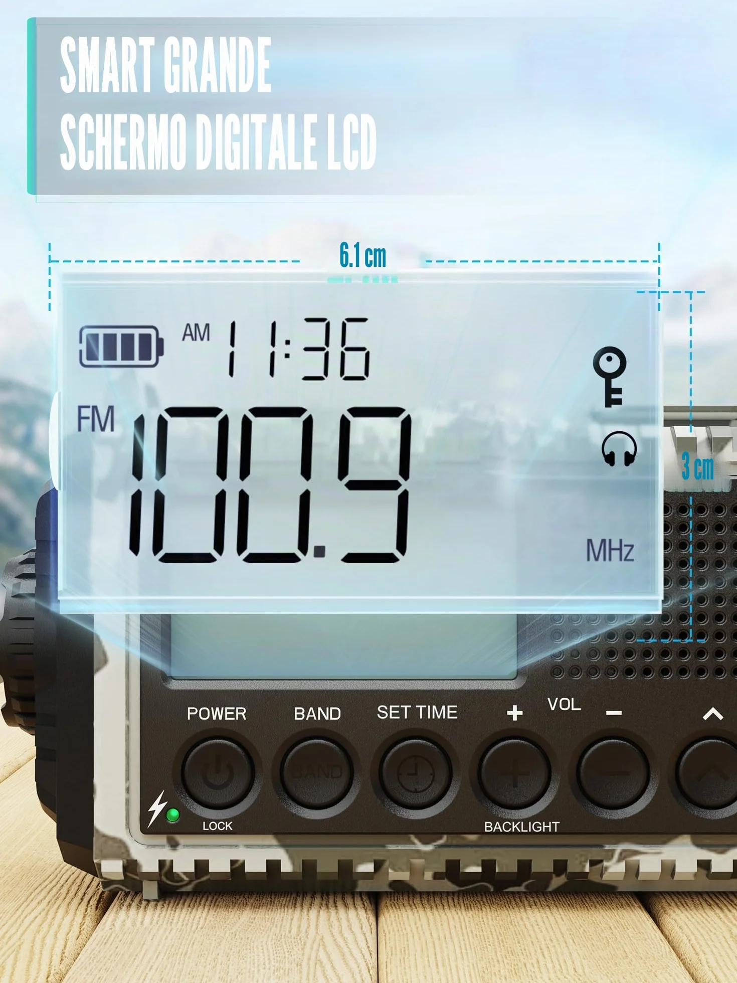 Radio Portatile di Emergenza 12000 mAh AM/FM/SW Ricaricabile Impermeabile