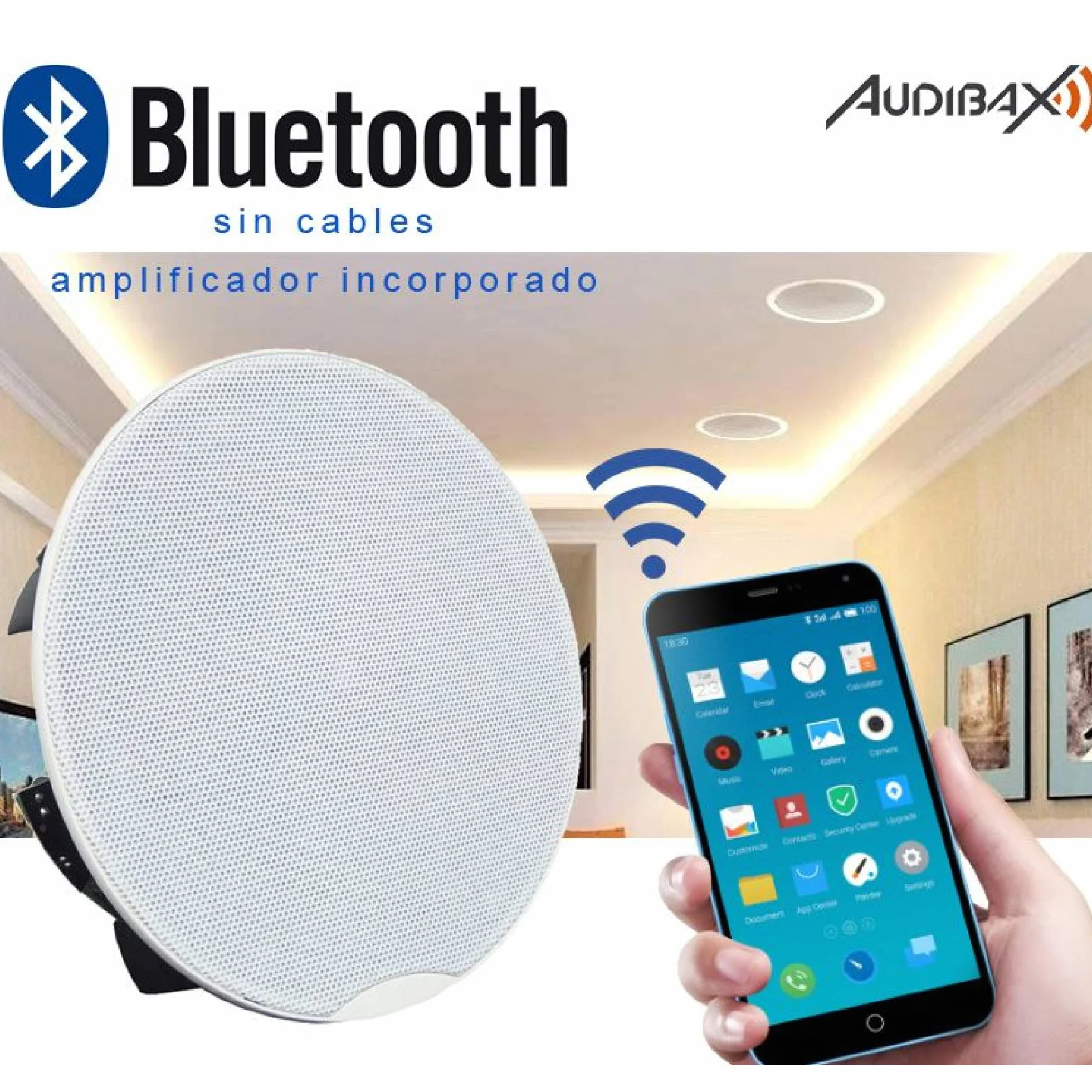 Audibax Casse Spitir CM508-BT Casse da Incasso Muro/Soffitto Bianche Bluetooth 5.25 30W Retina Metallica