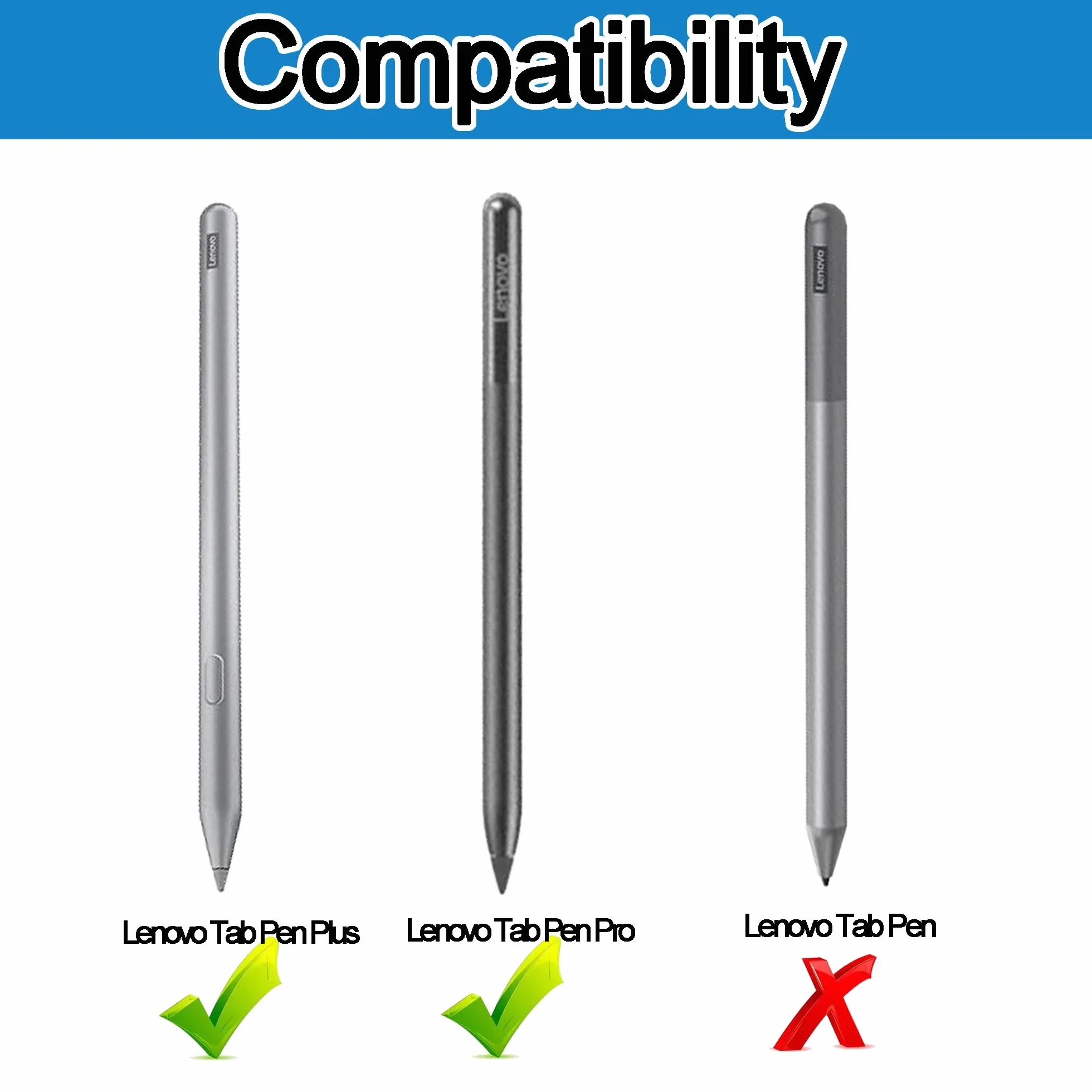 Punte di Ricambio Originali per Lenovo Tab Pen Plus/Pro 5 Pezzi Nero
