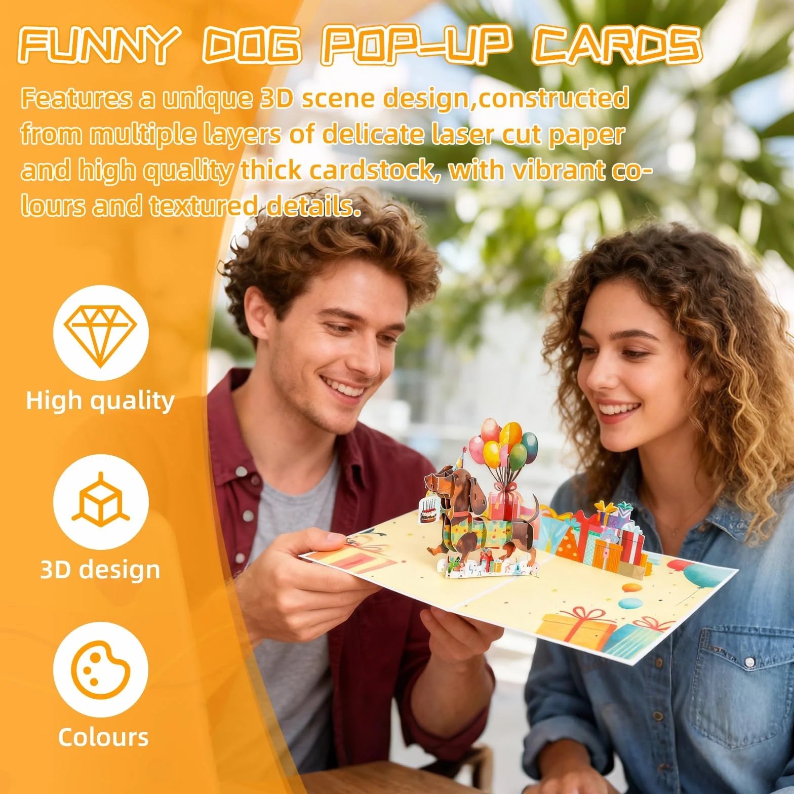 Biglietto di Compleanno per Cane 3D Pop-Up, Cartolina Regalo con Motivo Cane per Familiari e Amici