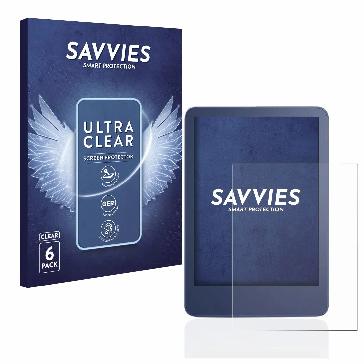 Savvies Pellicola Protettiva per Amazon Kindle Reader 2022/2024 Protezione Schermo Trasparente 6 Pezzi