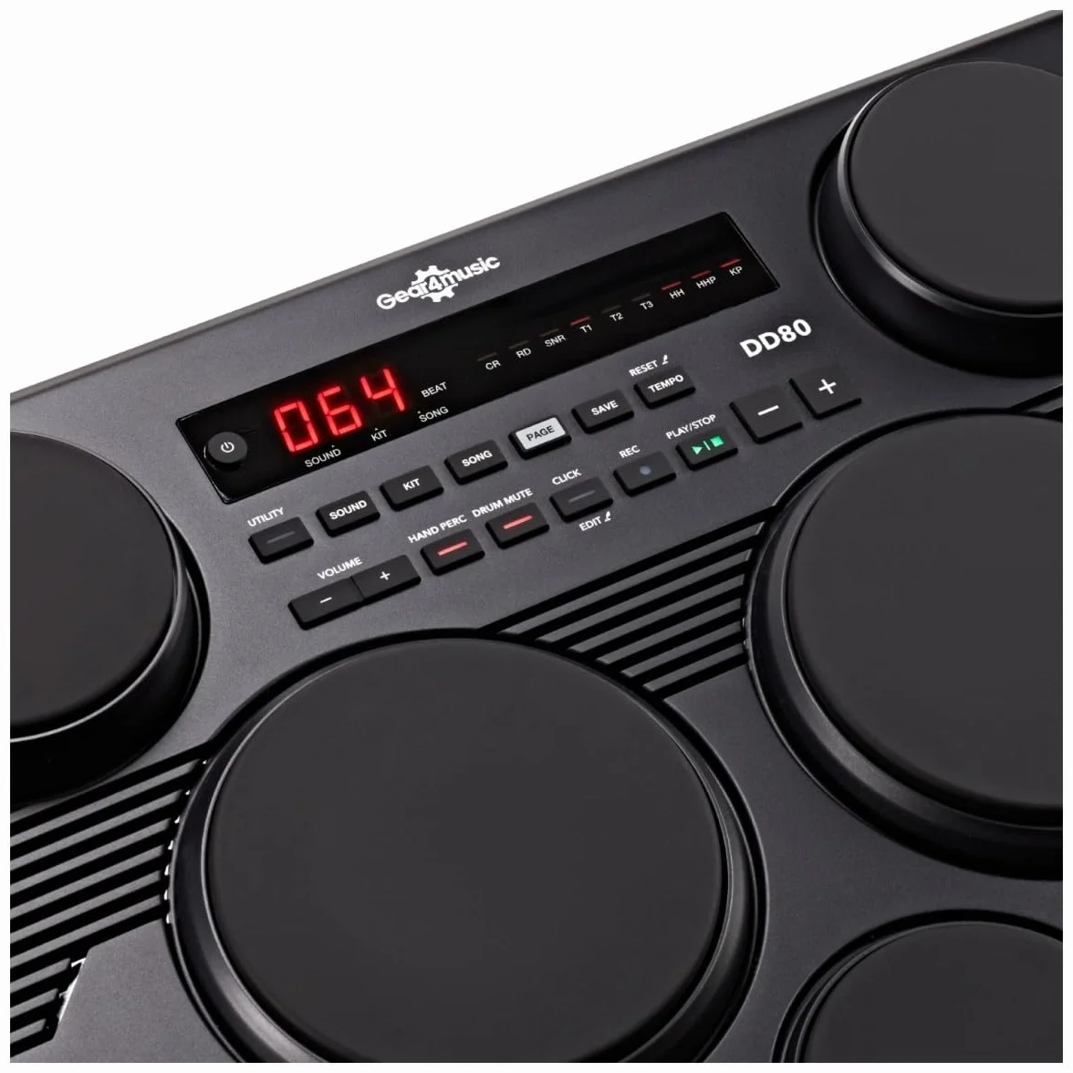 DD80 Batteria Elettronica 7 Pads 2 Pedali Bacchette per Adulti e Bambini