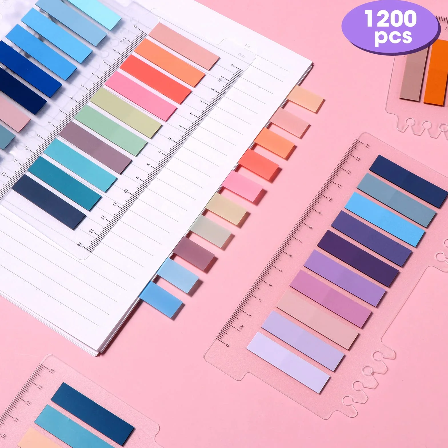 Brencco Segnapagina Plastificati Colorati 1200 Pezzi, Segnalibri Adesivi per Lettura Studio