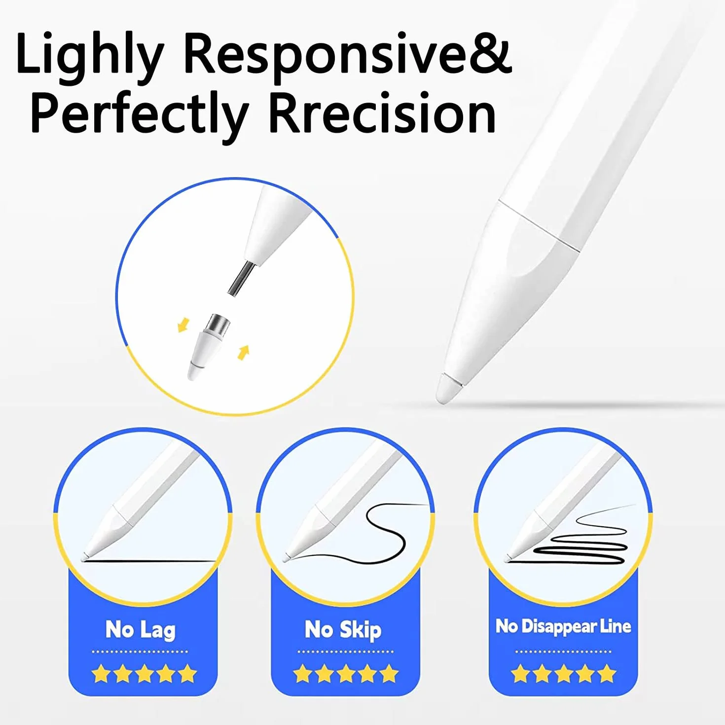 Penna Touch ad Alta Sensibilità per Tablet Compatibile Samsung Vivo Xiaomi Huawei Android iOS