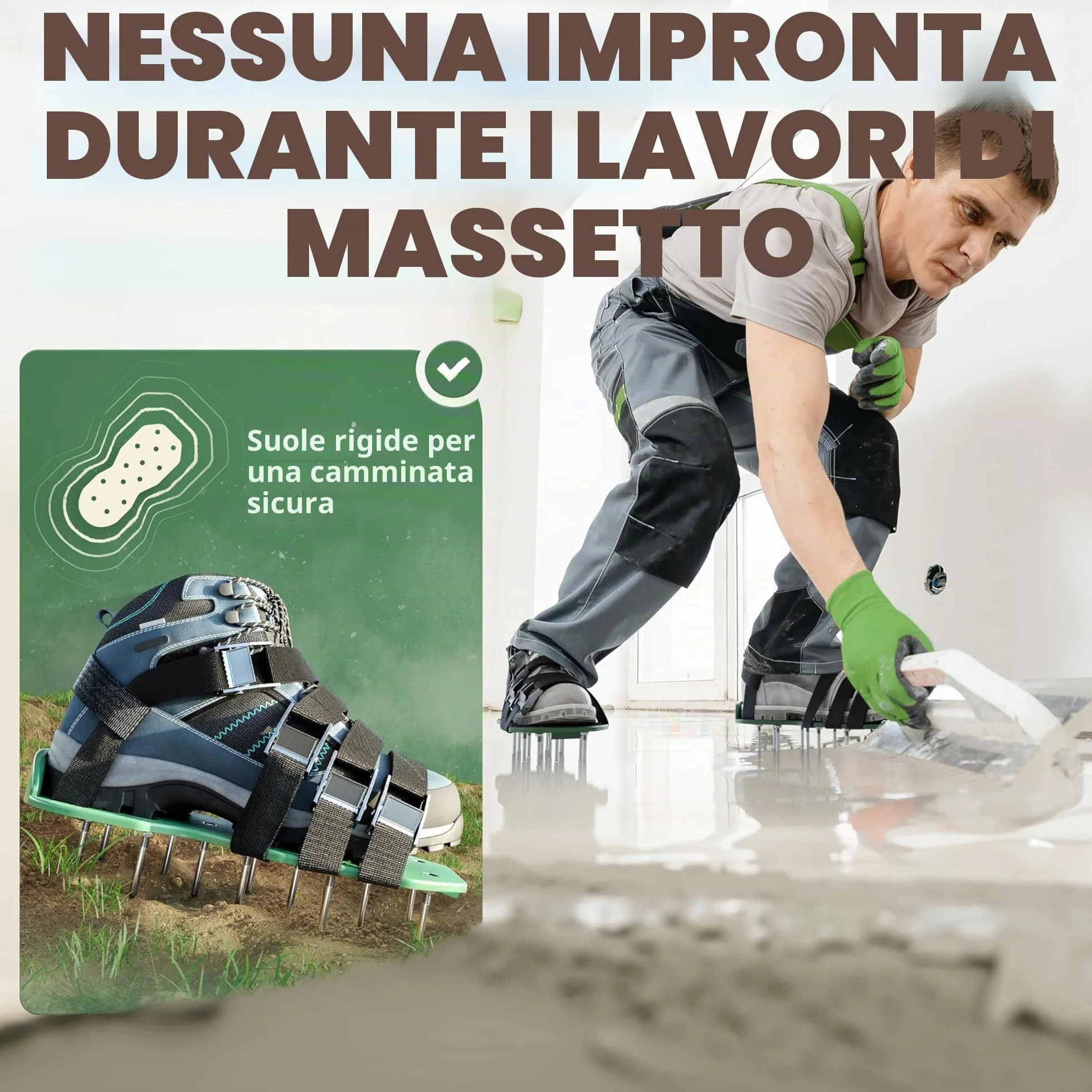 LAINFELD Aeratore per prato | Scarpe per unghie con chiodi corti e lunghi | Aeratore per prato con 4 cinghie | scarificatore per prati | Aerifizzatori scarpe da giardino