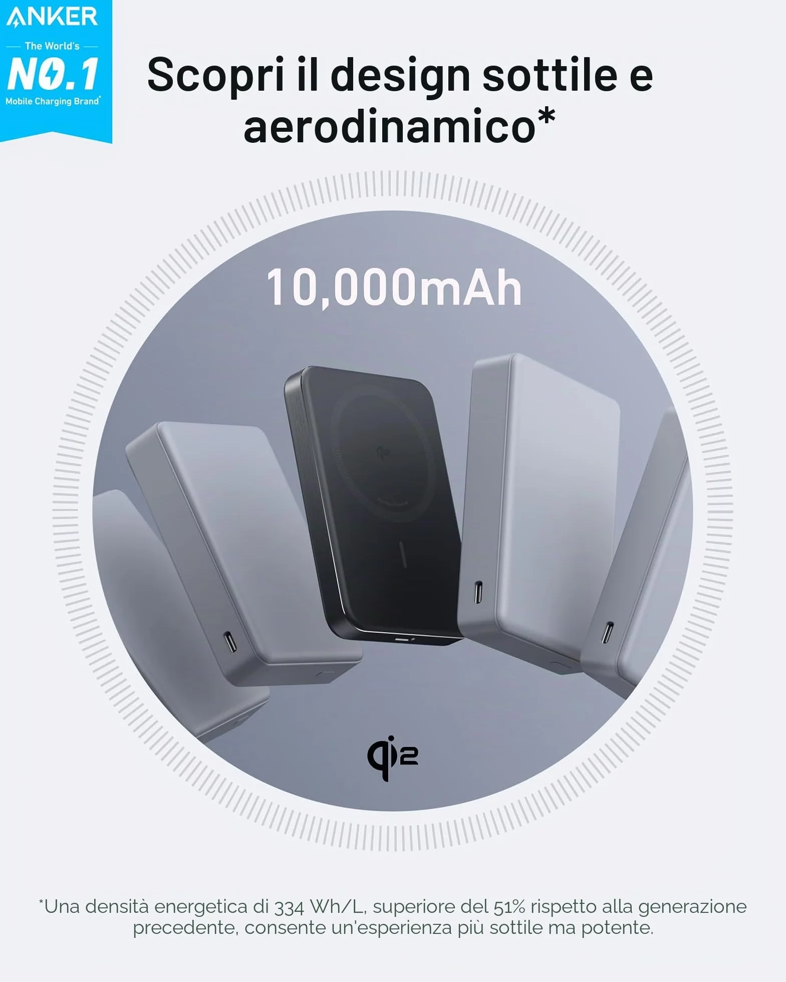 Anker MagGo Power Bank 10000 mAh, Batteria Magnetica Qi2 15 W, Portatile, Compatibile con iPhone 17 Pro Max/16/15