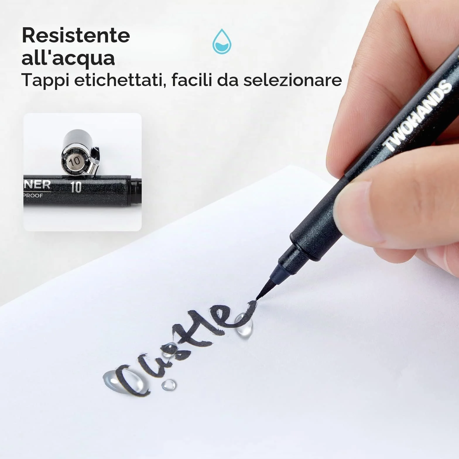 TWOHANDS Penne da disegno Fineliner Nero Punta Fine Pigment Liner impermeabile