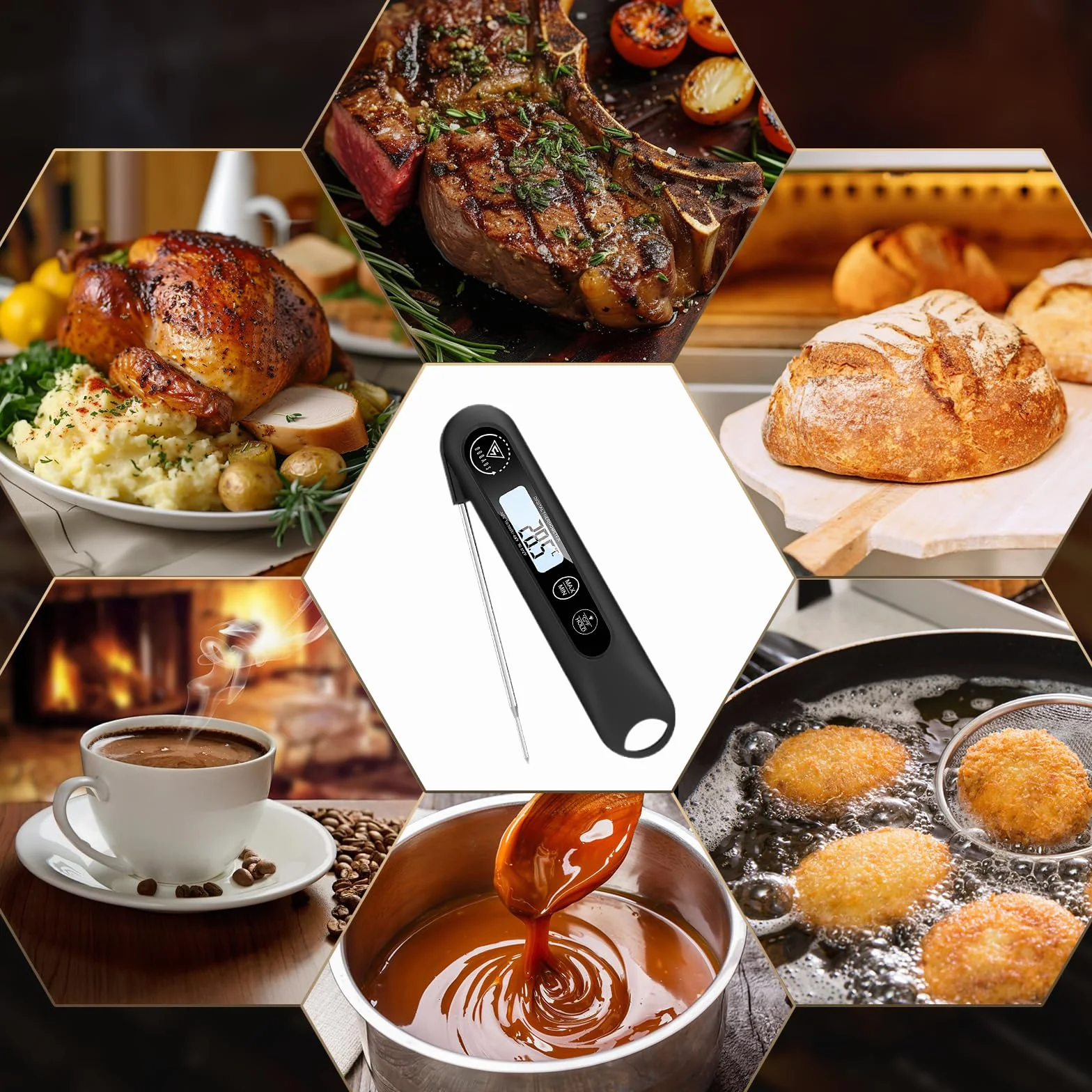 DOQAUS Termometro da Cucina Digitale, Lettura Istantanea con Sonda Pieghevole, per Carne Barbecue Alimenti