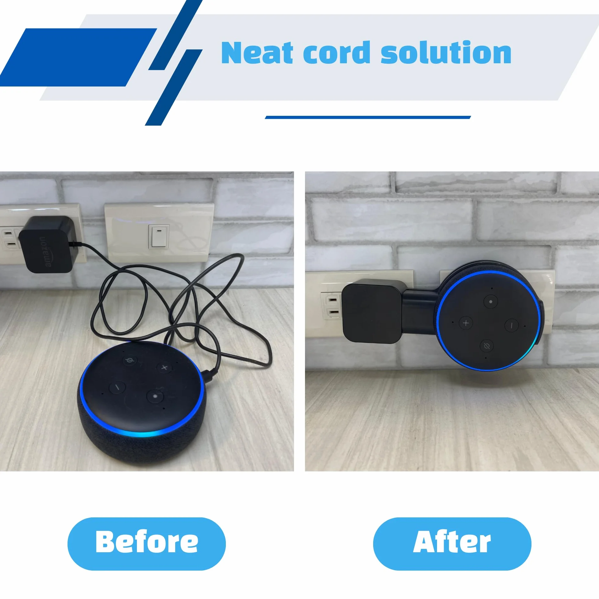 Sintron Supporto da Parete per Dot 3, Google Mini Altoparlante Intelligente, Staffa Salvaspazio, Nero