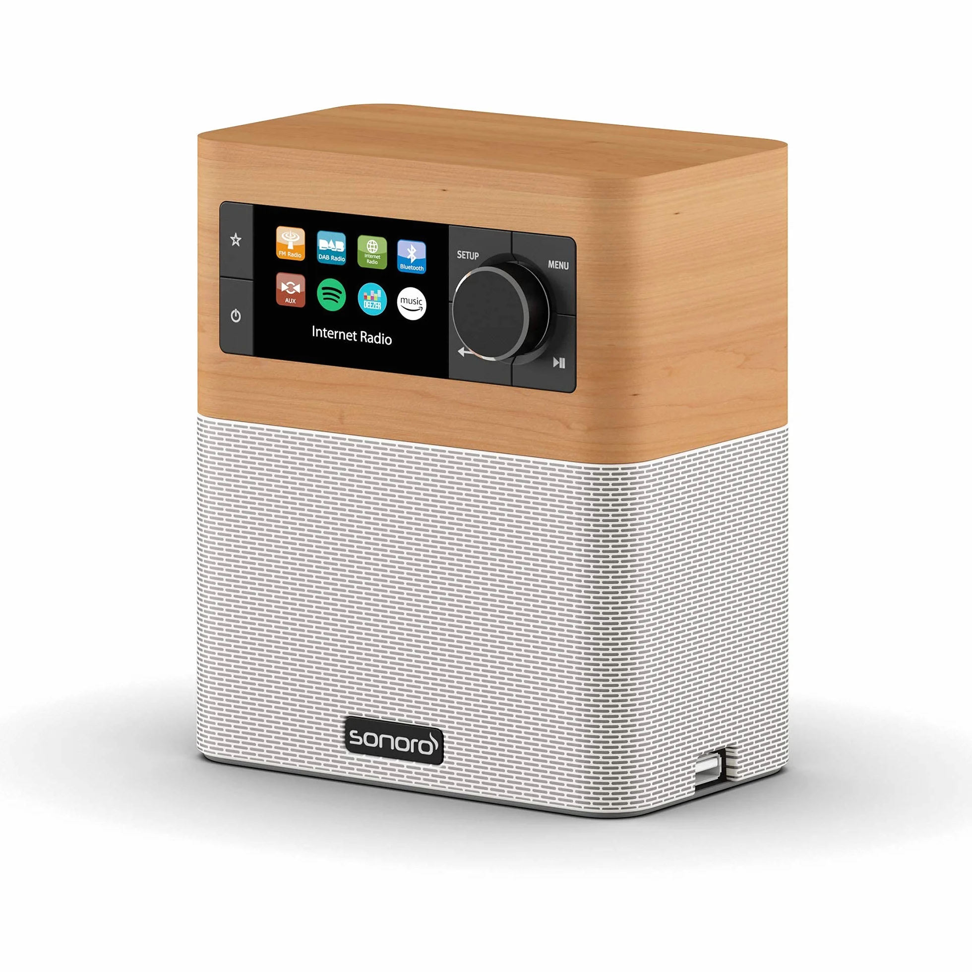 Sonoro Radio Internet Bluetooth DAB+ FM WLAN MP3 Spotify Amazon Deezer resistente agli schizzi acero bianco