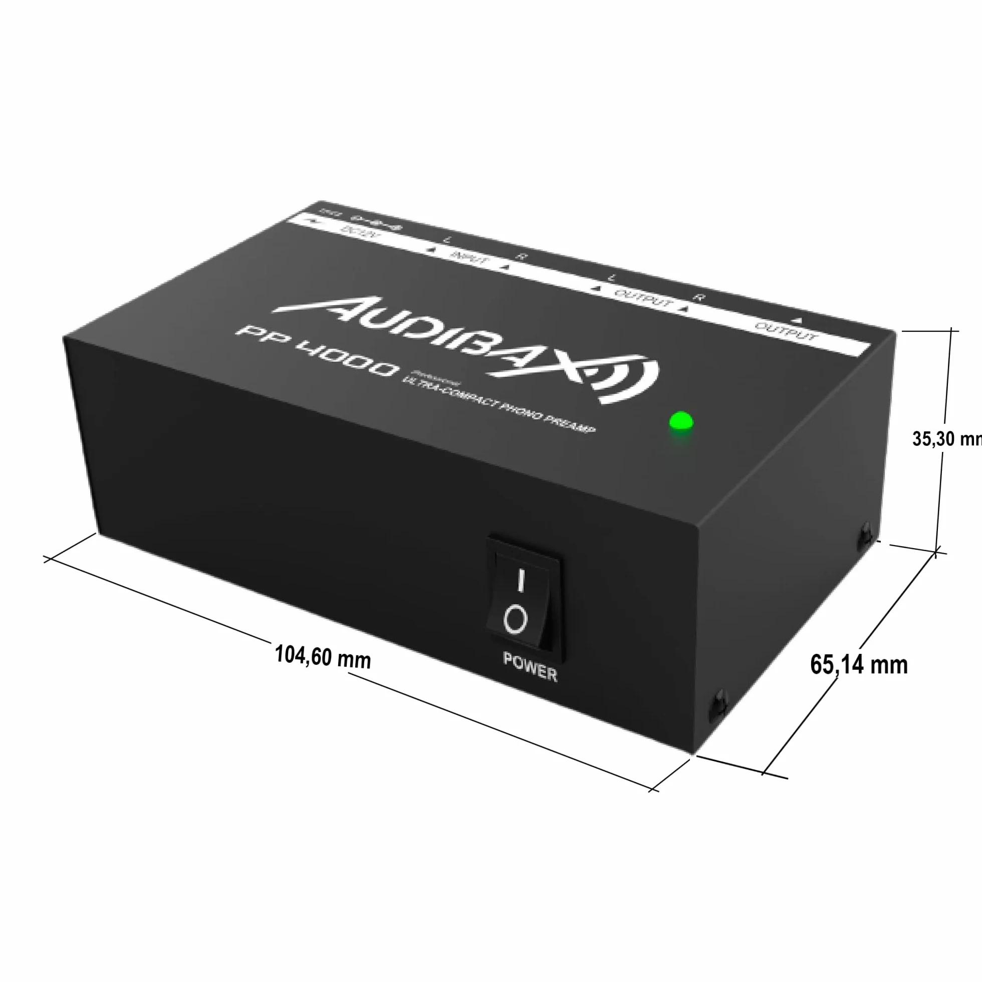 Audibax PP4000 Black Preamplificatore Fono RIAA per Giradischi 12 V DC Audio Stereo Hi-Fi