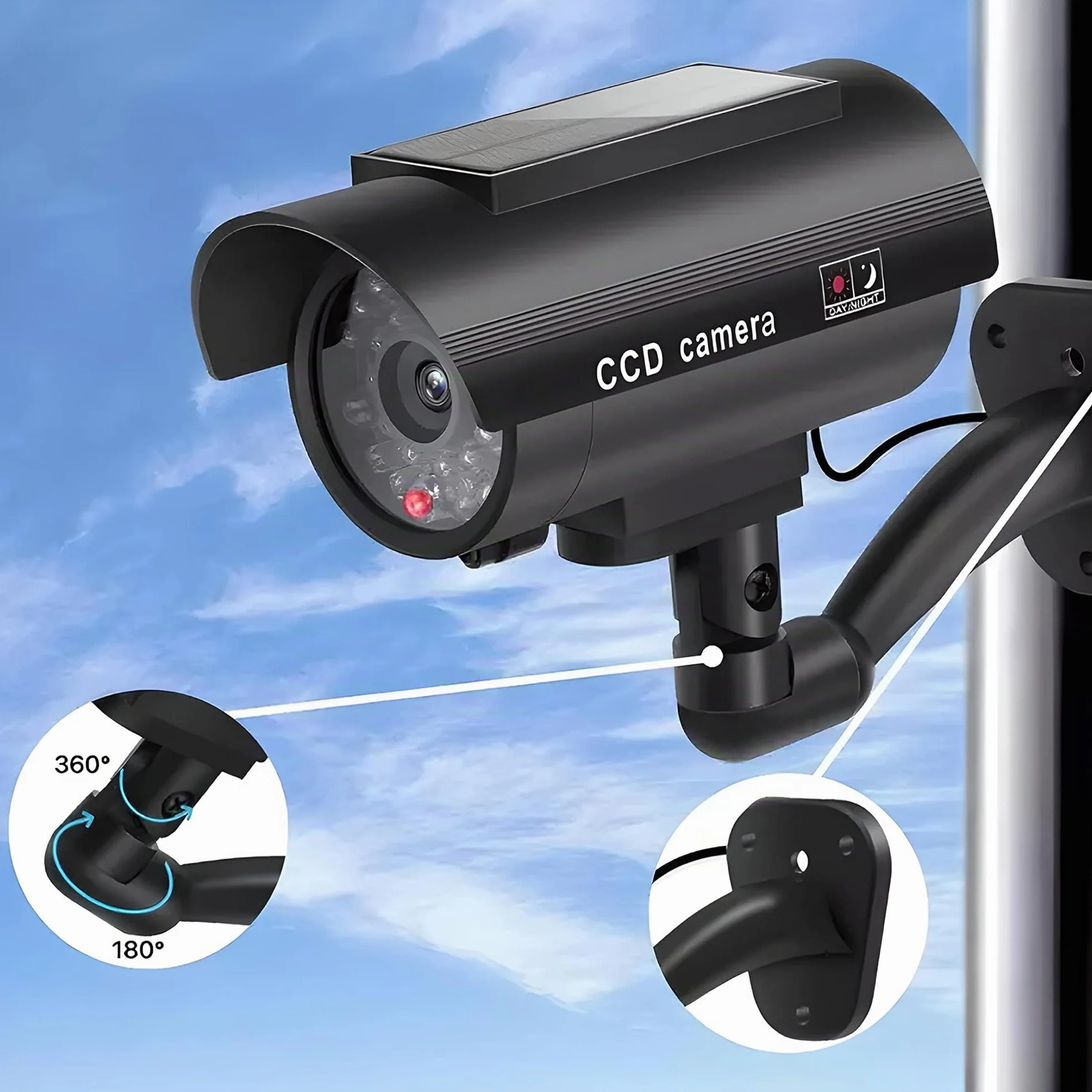 Retoo Telecamera Finta Solare LED Lampeggiante CCTV Imitazione Realistica Interni Esterni